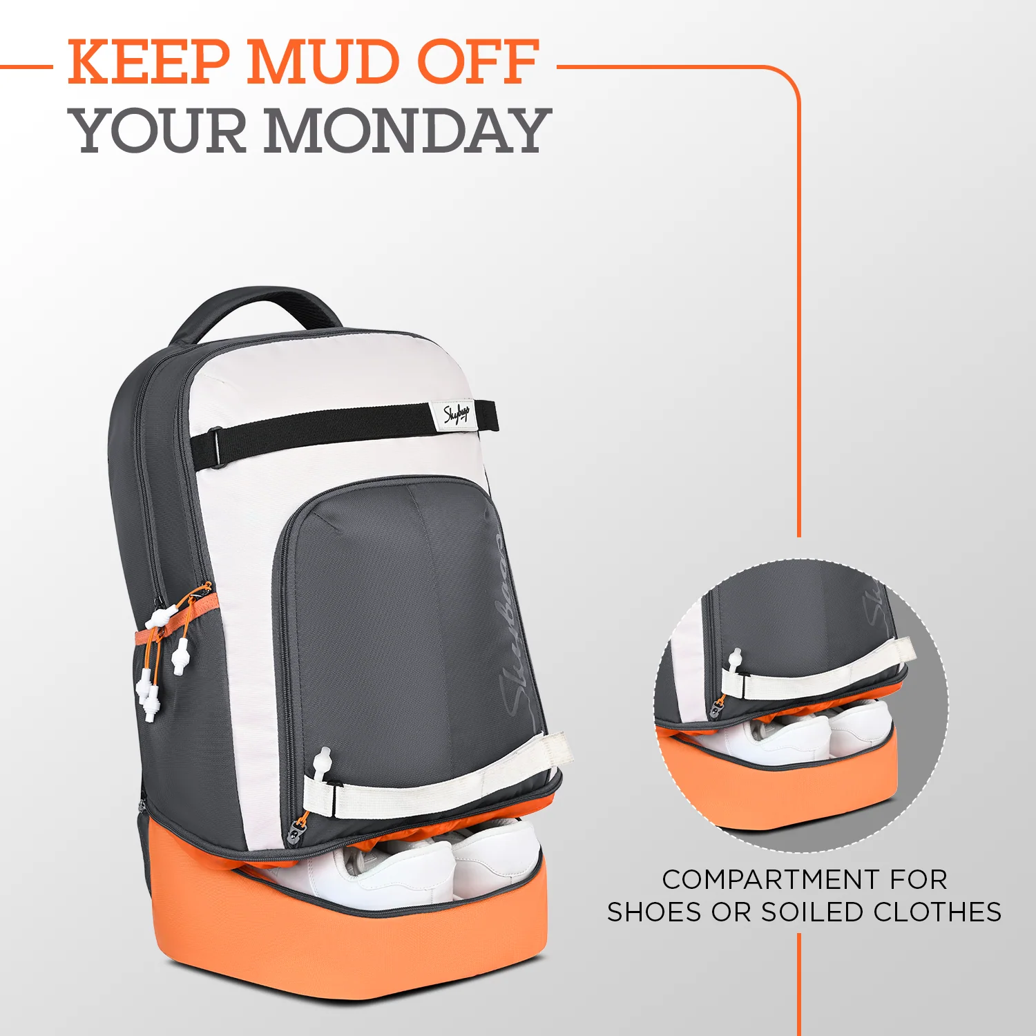 Skybags ACTIV 02 LAPTOP BP 40L ORANGE-BLACK - Image 3