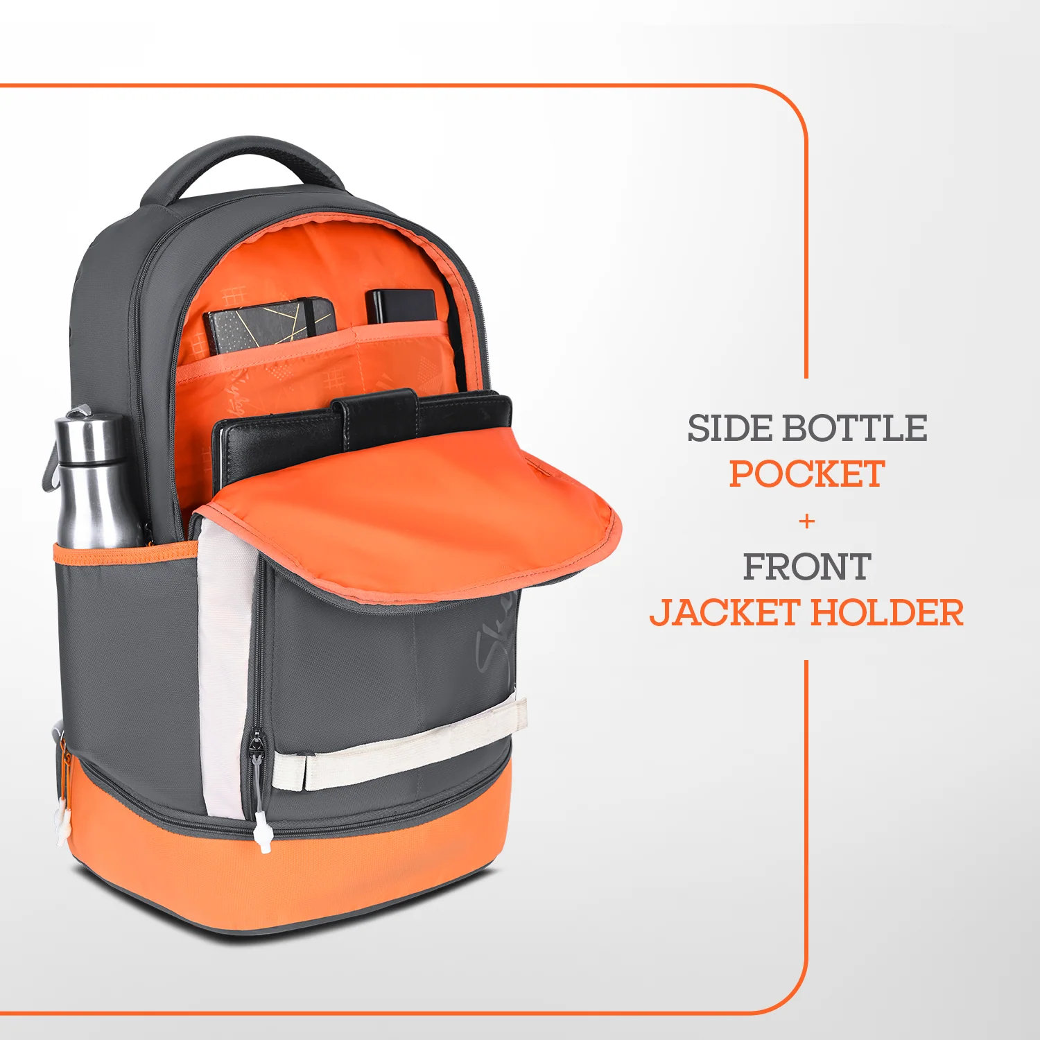 Skybags ACTIV 02 LAPTOP BP 40L ORANGE-BLACK - Image 4