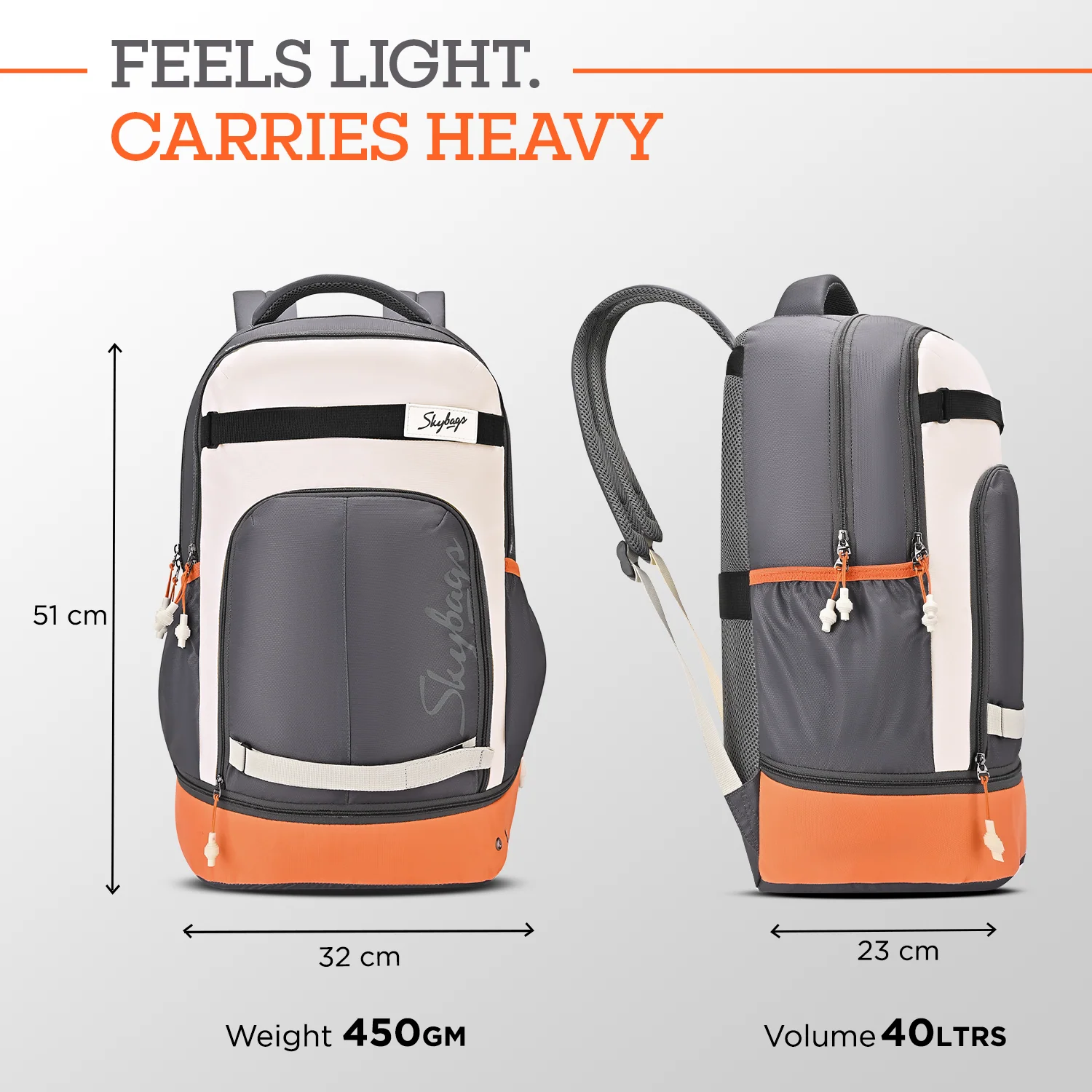 Skybags ACTIV 02 LAPTOP BP 40L ORANGE-BLACK - Image 7