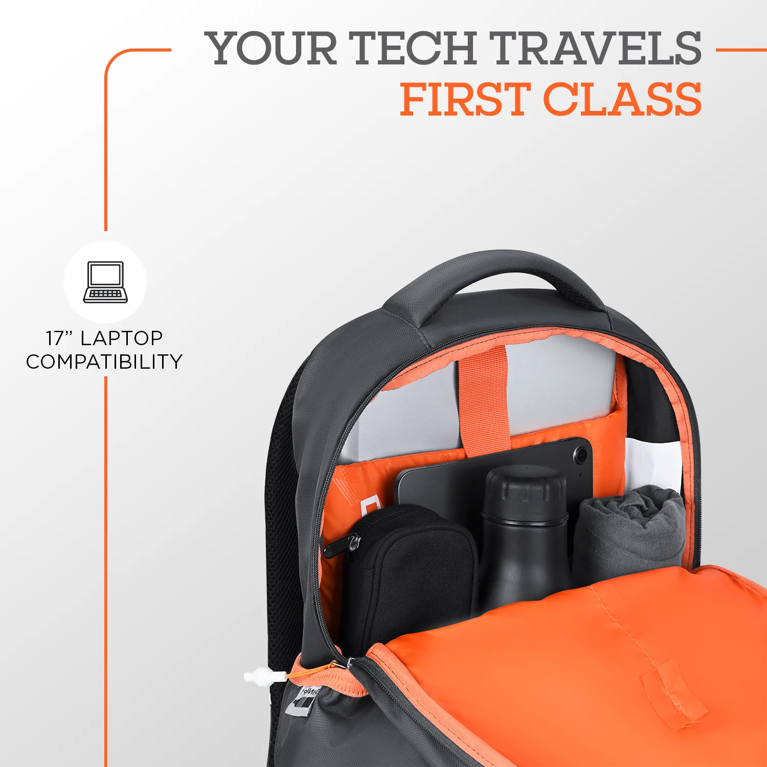 Skybags ACTIV 02 LAPTOP BP 40L ORANGE-BLACK - Image 9