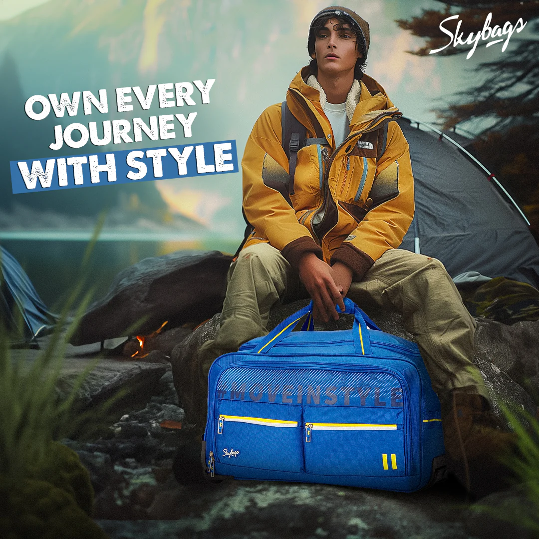 SKYBAGS MUSE DUFFLE LARGE CHECKIN LUGGAGE TROLLEY BAG BLUE - Image 10