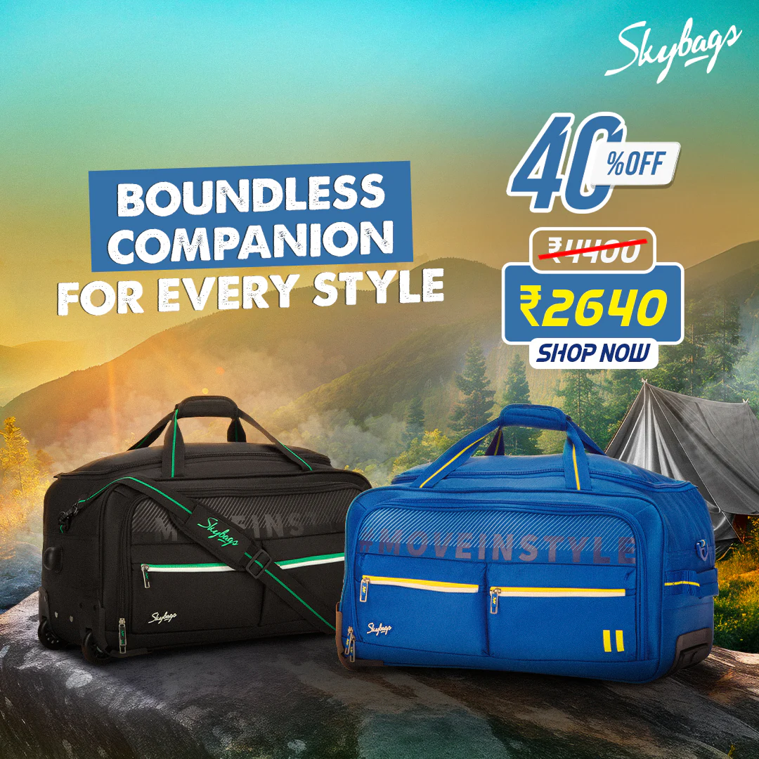 SKYBAGS MUSE DUFFLE MEDIUM CHECKIN LUGGAGE TROLLEY BAG BLUE - Image 14
