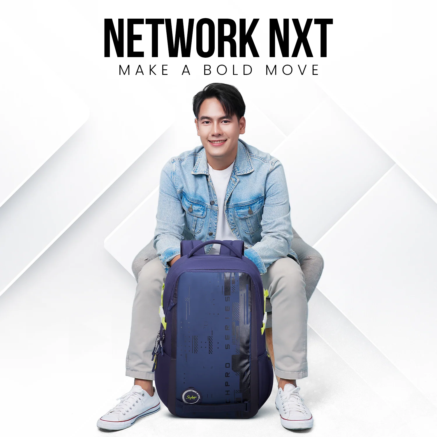 Skybags Network NXT 26L Laptop Bag for Men & Women, 3 Spacious Compartments, Anti Theft Gadget Organizer, Rain Cover Ideal For Work Office Backpack, College Bag & Travel Backpack, Navy - Image 2