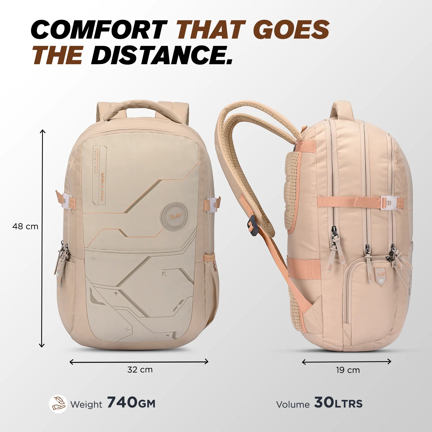 Skybags NEXTRA V2 LAPTOP BACKPACK BEIGE - Image 2