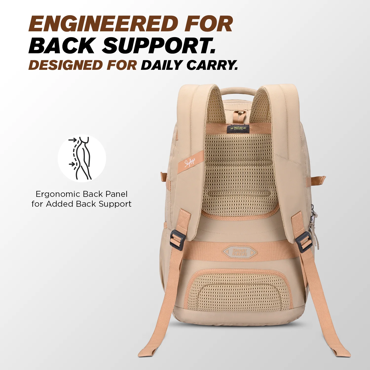 Skybags NEXTRA V2 LAPTOP BACKPACK BEIGE - Image 8