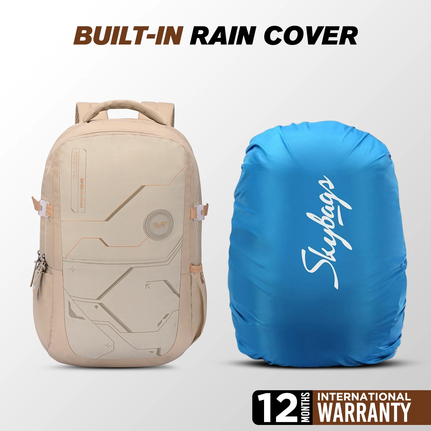 Skybags NEXTRA V2 LAPTOP BACKPACK BEIGE - Image 9