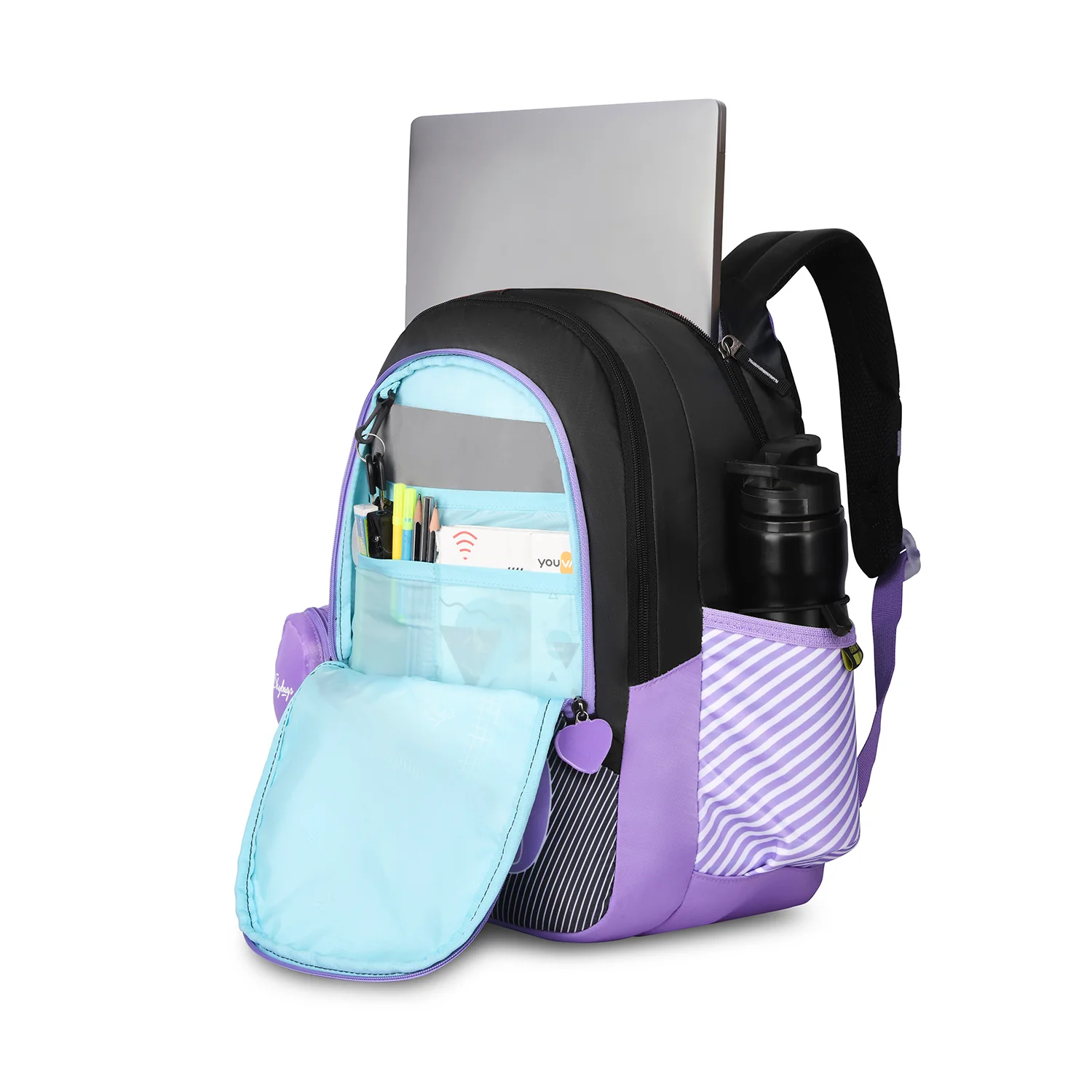 PEARL 06 SCHOOL BACKPACK BLACK PURPLE - Image 7