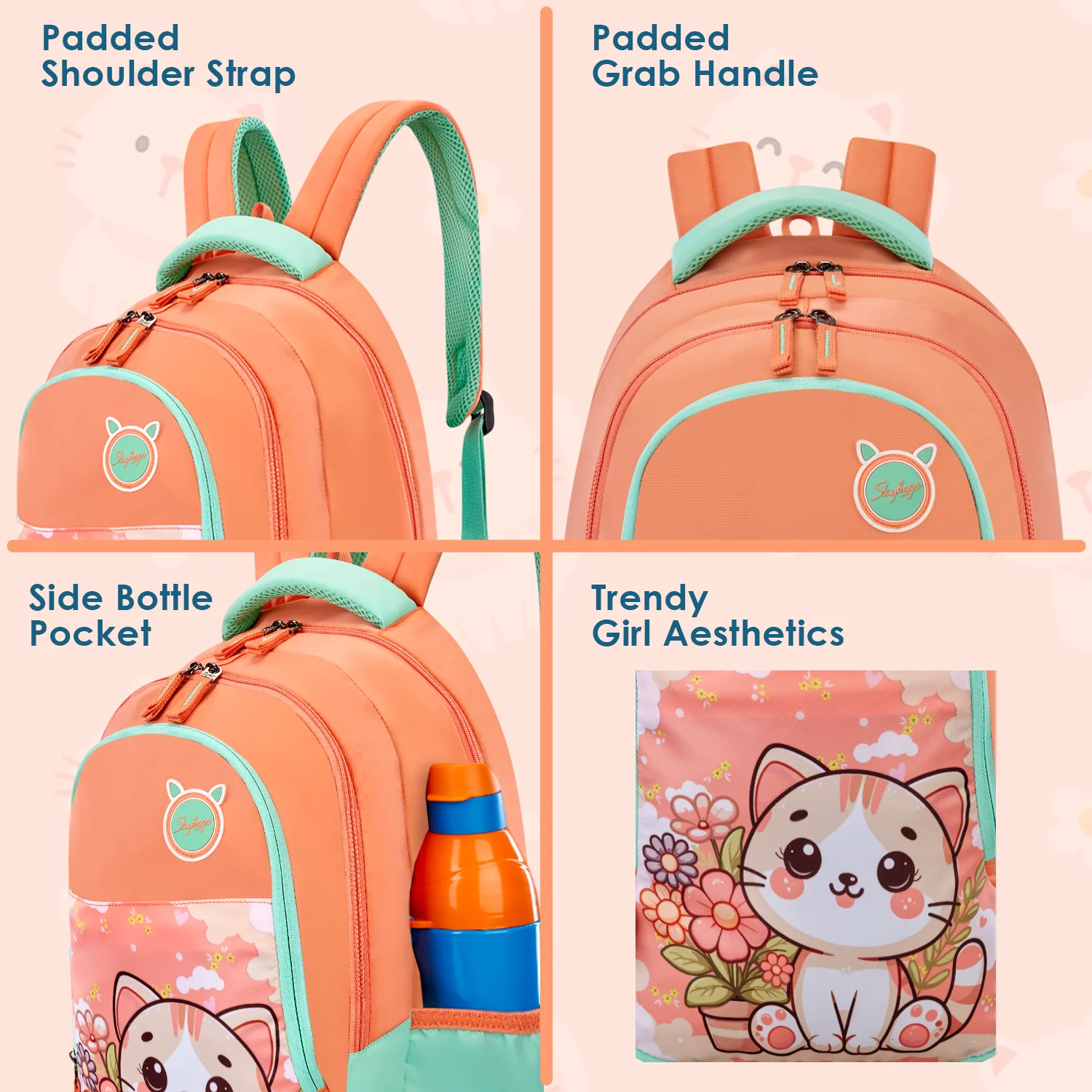 Skybags Pixie 01 School Backpack, Pink - Image 4