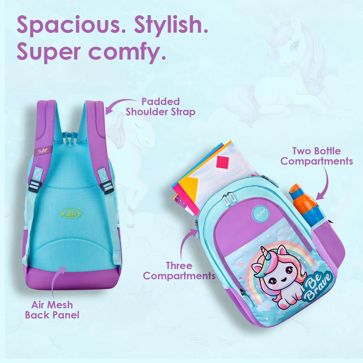 Skybags Pixie 02 School Backpack, Blue - Image 3