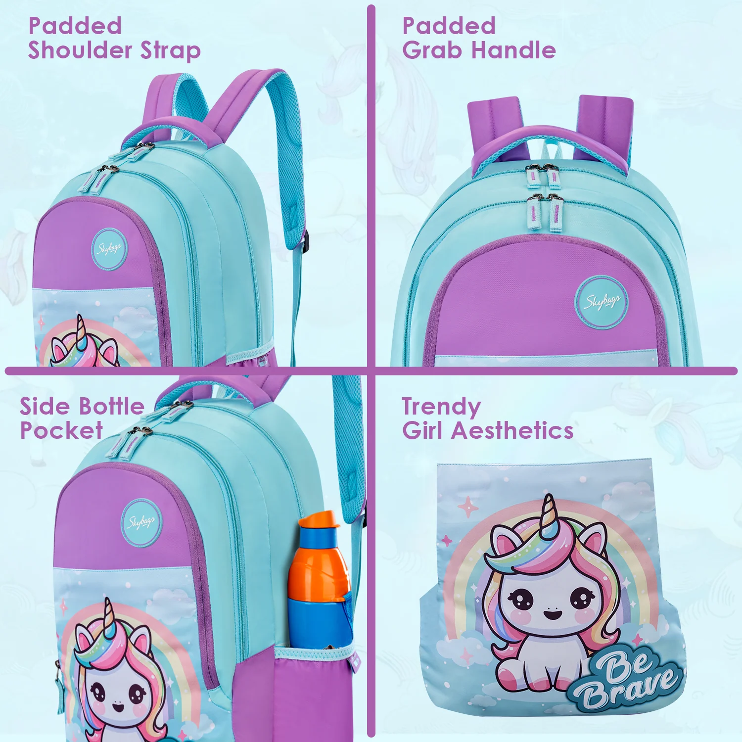 Skybags Pixie 02 School Backpack, Blue - Image 4