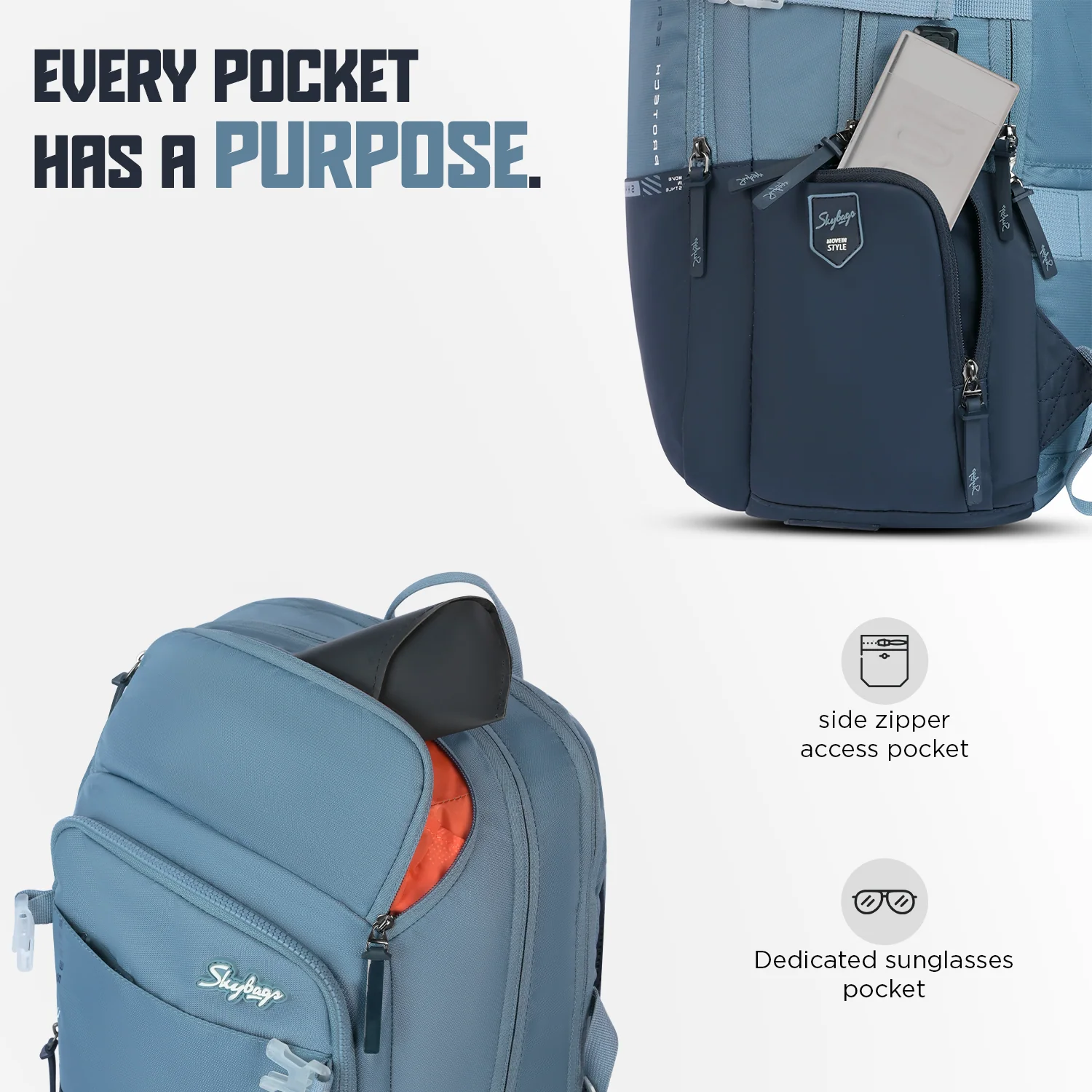 Skybags PROTECH V2 LAPTOP BACKPACK FUSION BLUE - Image 6