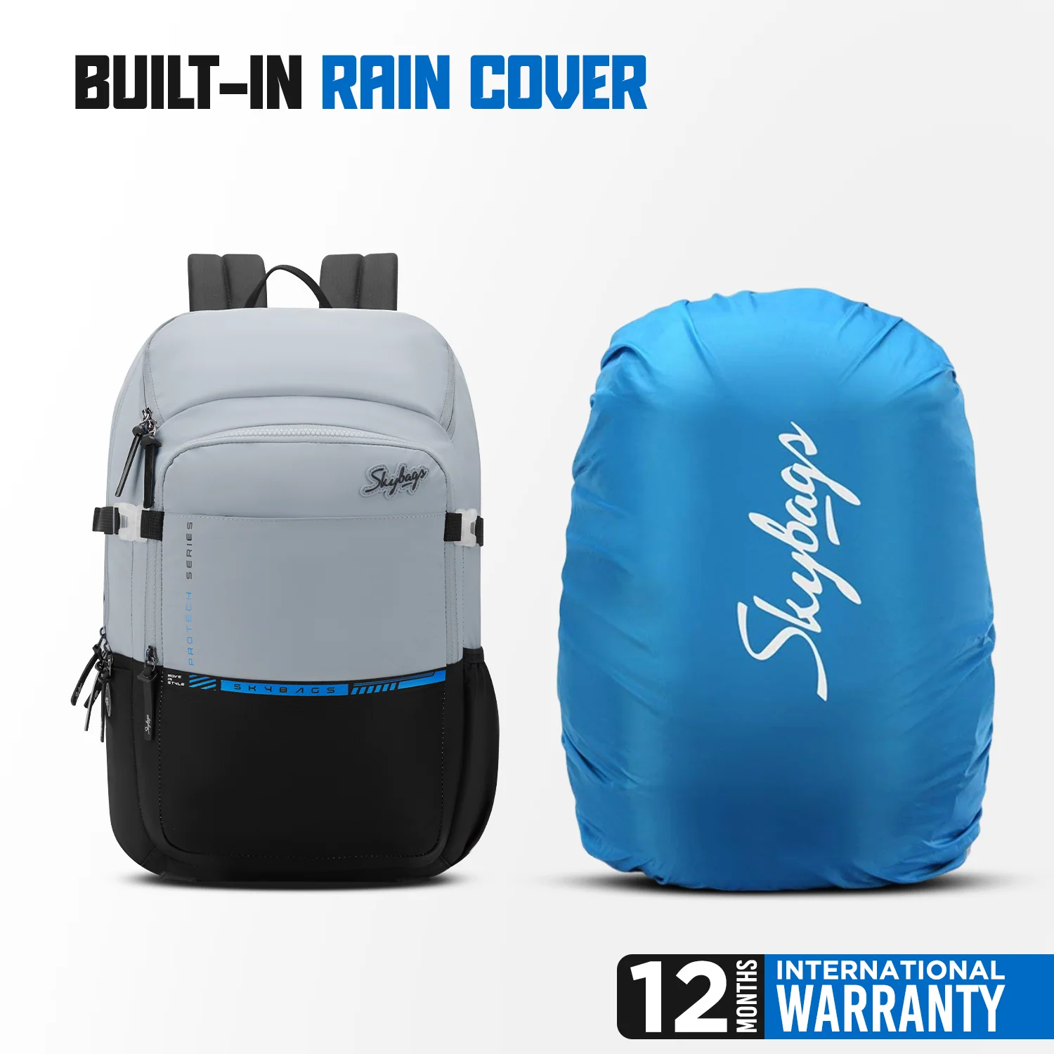 Skybags PROTECH V2 LAPTOP BACKPACK GREY BLUE - Image 8