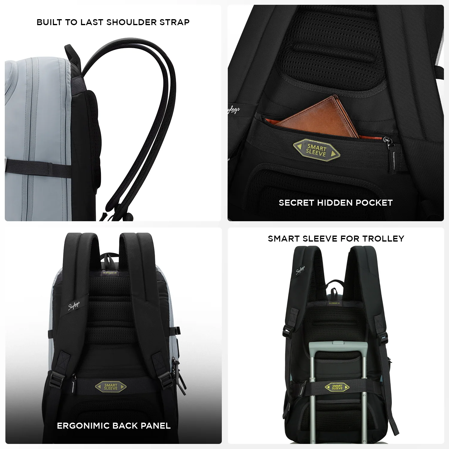 Skybags PROTECH V2 LAPTOP BACKPACK GREY BLUE - Image 9