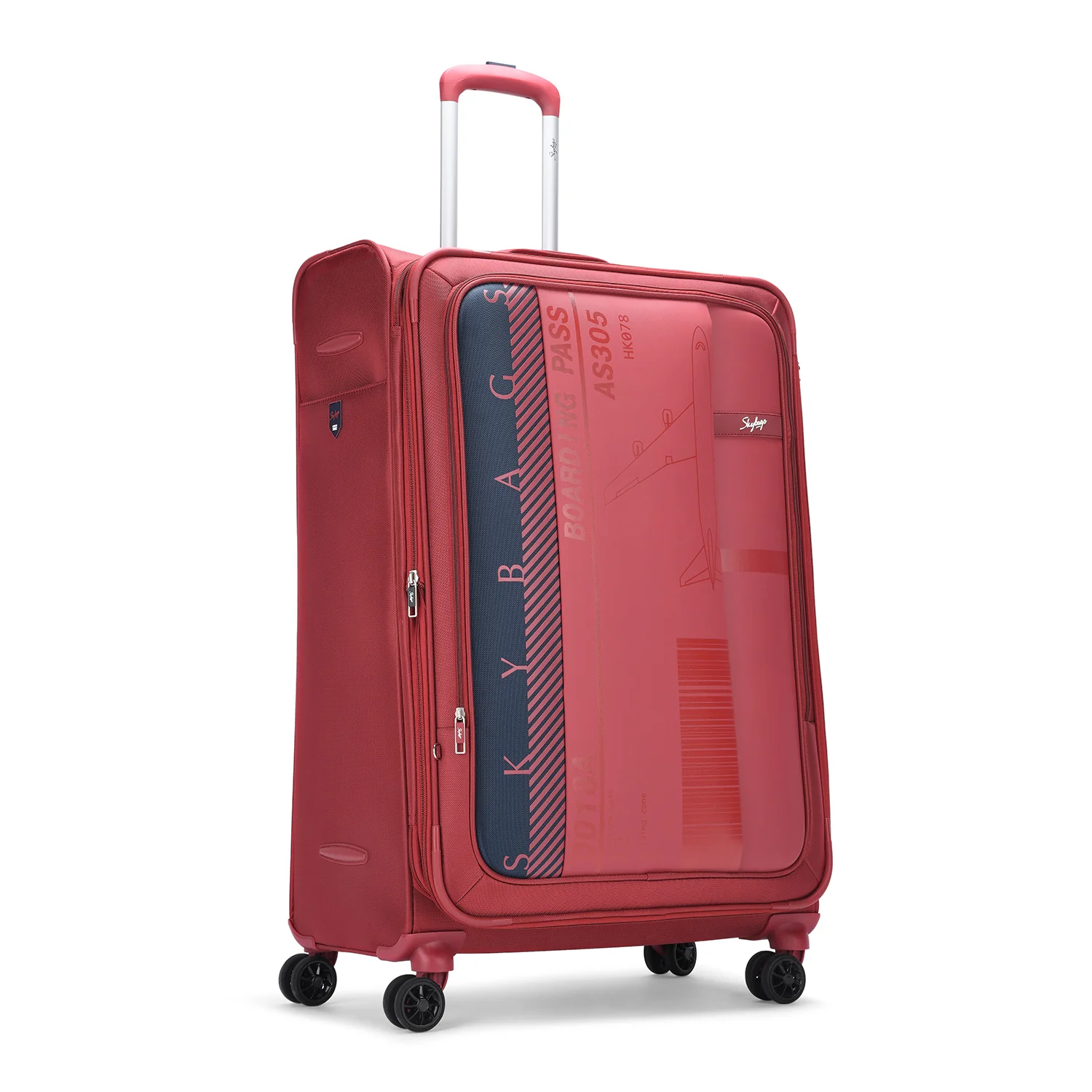 SKYBAGS AIRWAY SOFT CASE LARGE CHECKIN LUGGAGE TROLLEY BAG DARK RED - Image 4