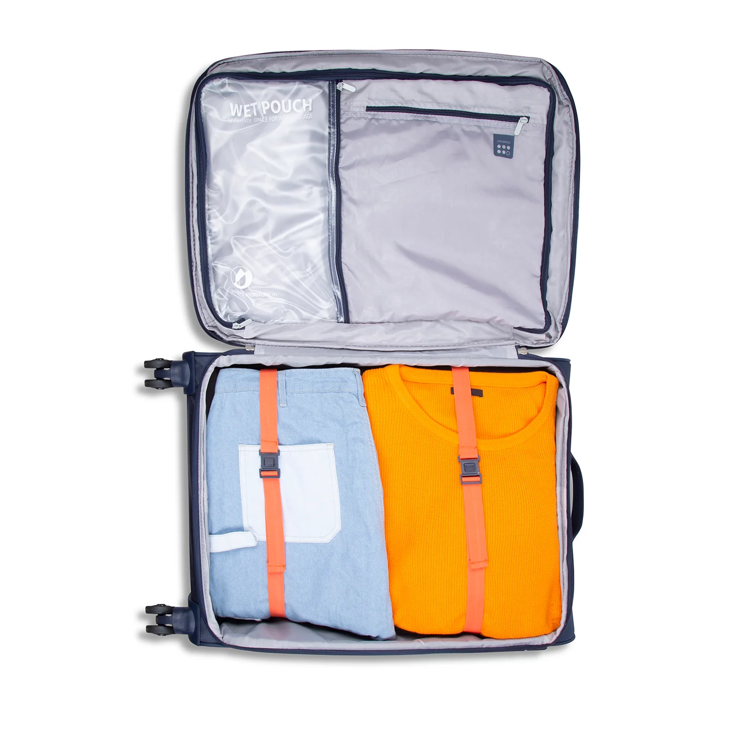 SKYBAGS AIRWAY SOFT CASE MEDIUM CHECKIN LUGGAGE TROLLEY BAG DARK BLUE - Image 7