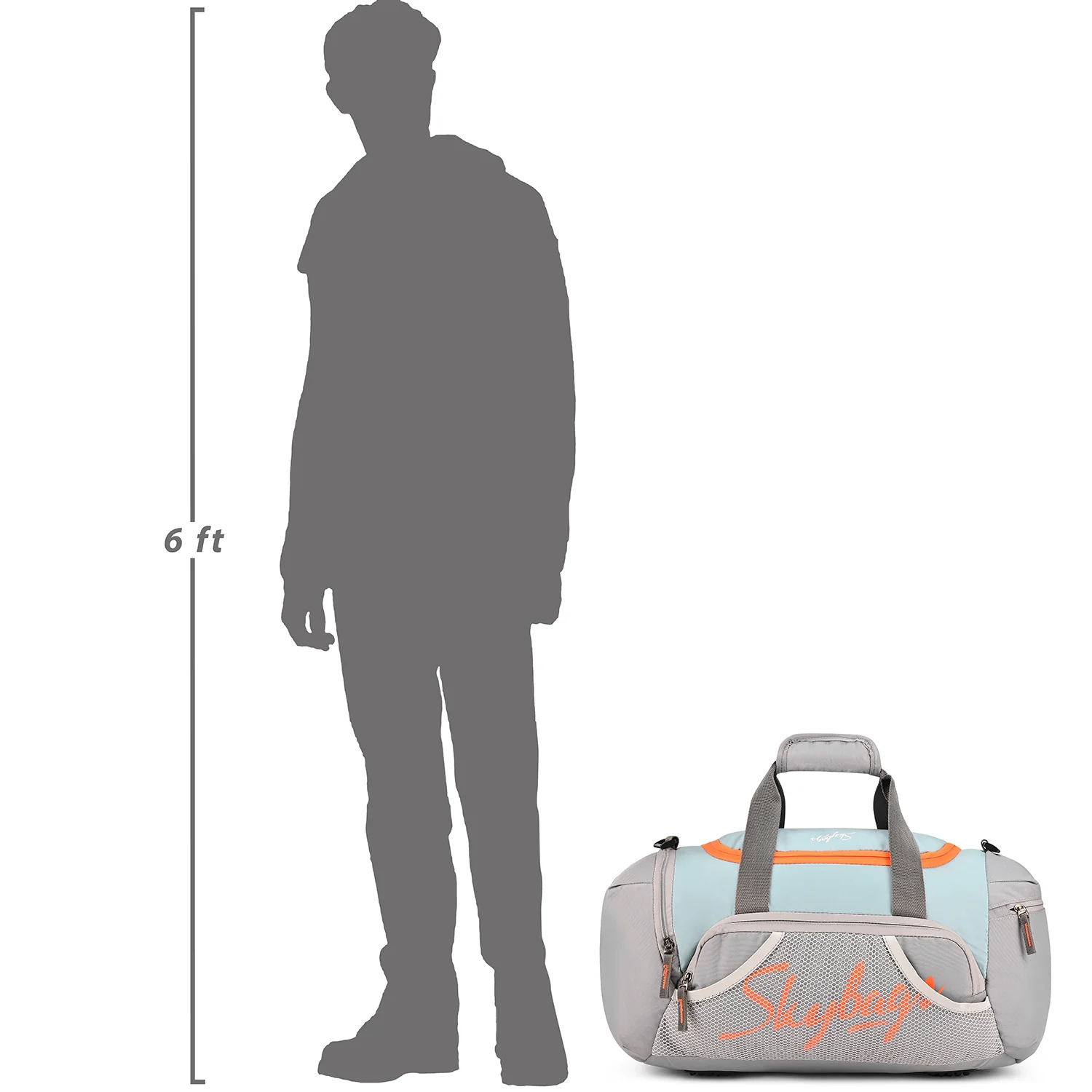 SKYBAGS ATHLETIX UNISEX GYM DUFFLE BAG GREY - Image 8