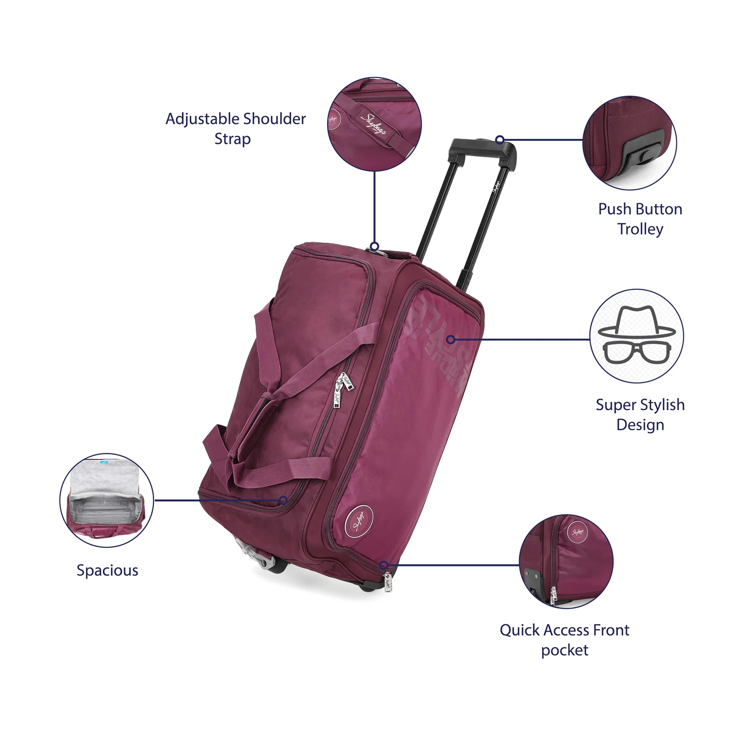 SKYBAGS CASPER DUFFLE LARGE CHECKIN LUGGAGE TROLLEY BAG RED - Image 5