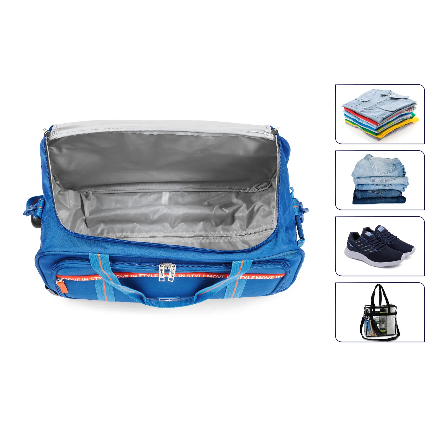 SKYBAGS CASPER PLUS DUFFLE LARGE CHECKIN LUGGAGE TROLLEY BAG BLUE - Image 7