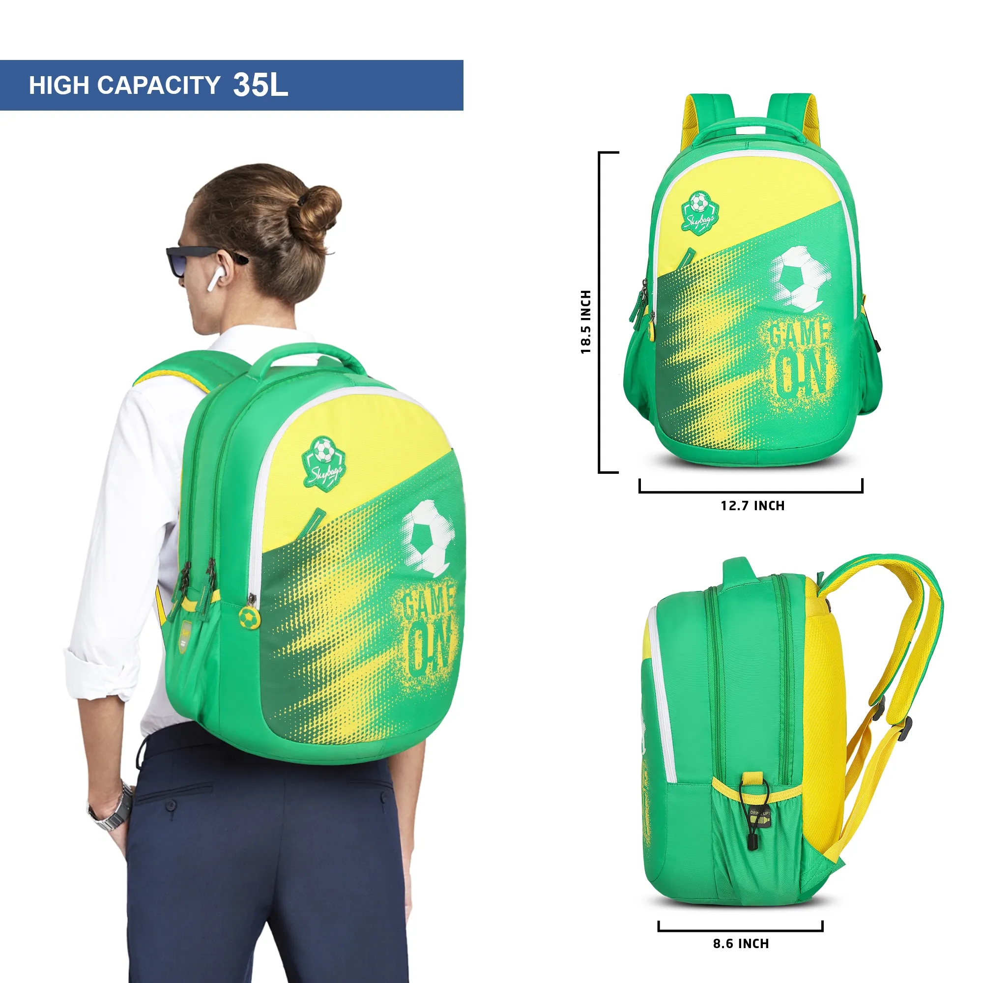 Skybags Chase School Backpack Green - Image 9