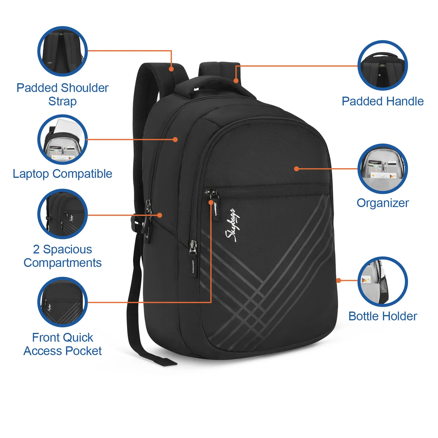 Skybags Chester New Laptop Backpack Black - Image 7