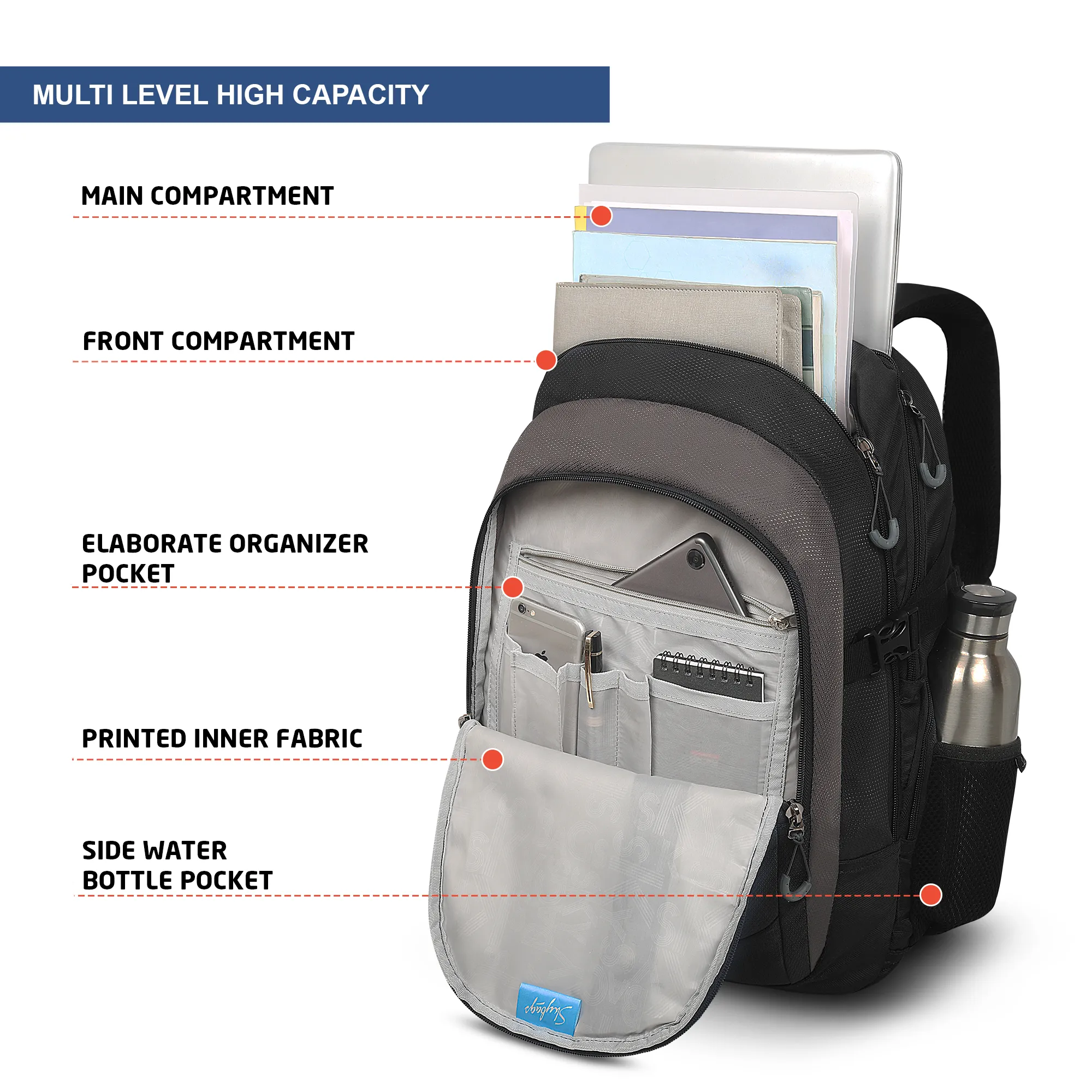 Skybags Chester Plus Laptop Backpack Black - Image 9
