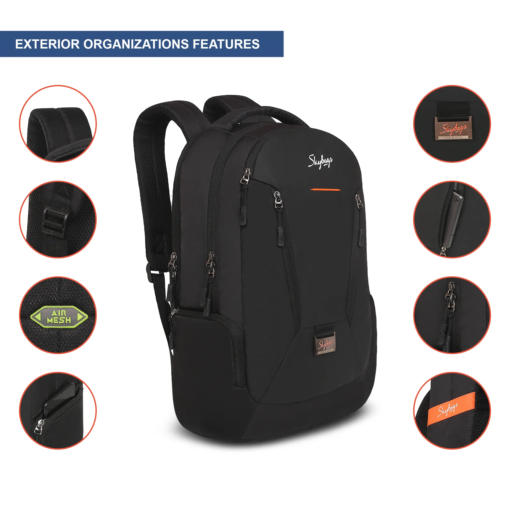 Skybags Chester Pro 01 Laptop Backpack Black - Image 8