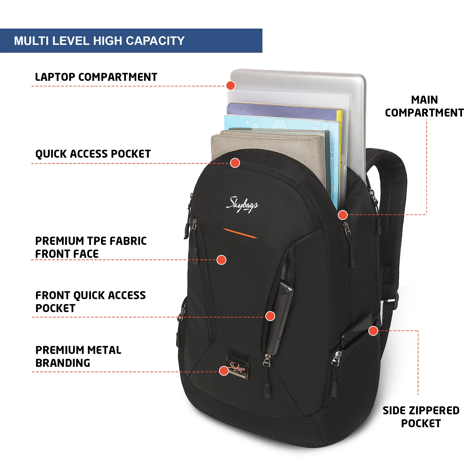 Skybags Chester Pro 01 Laptop Backpack Black - Image 9