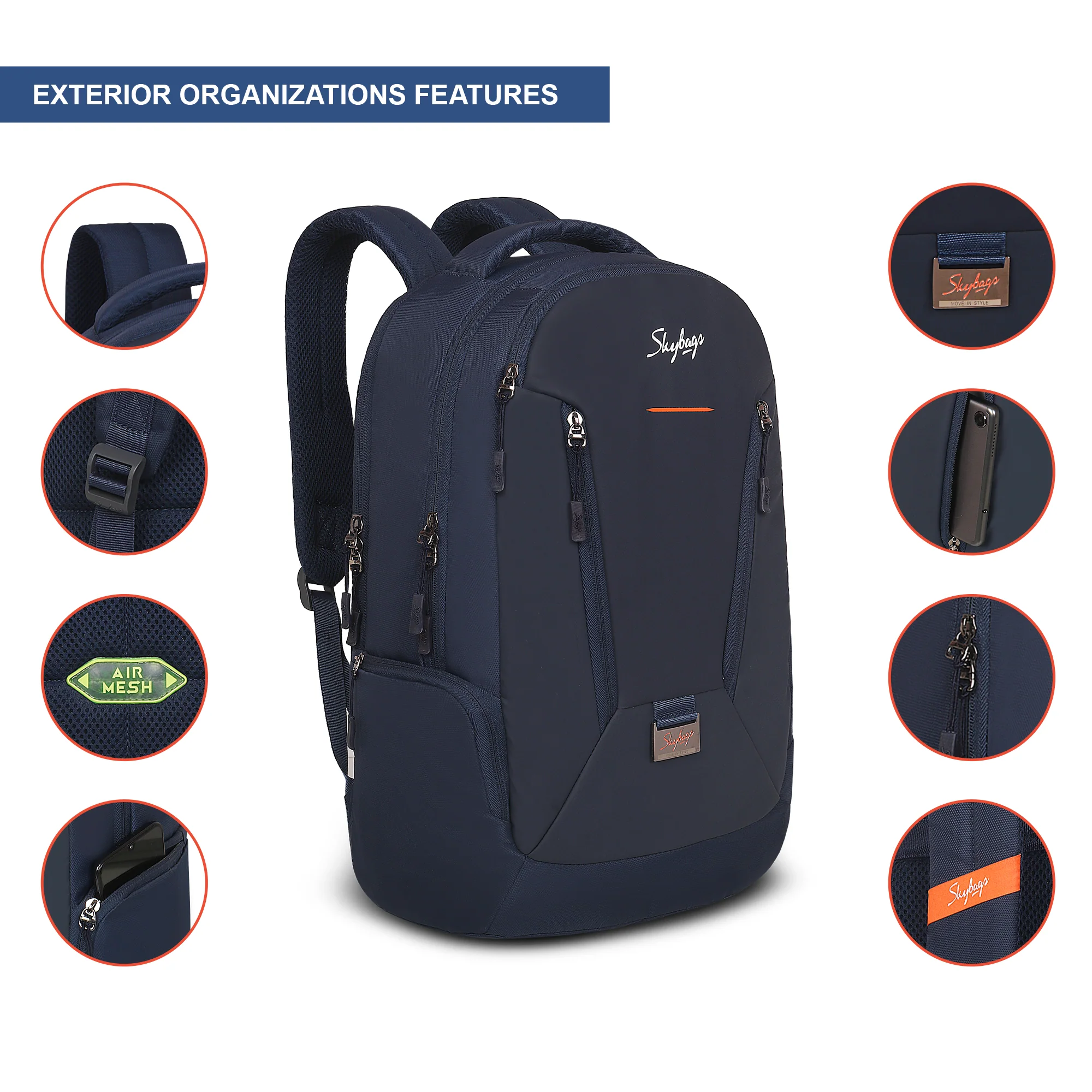 Skybags Chester Pro 01 Laptop Backpack Blue - Image 7