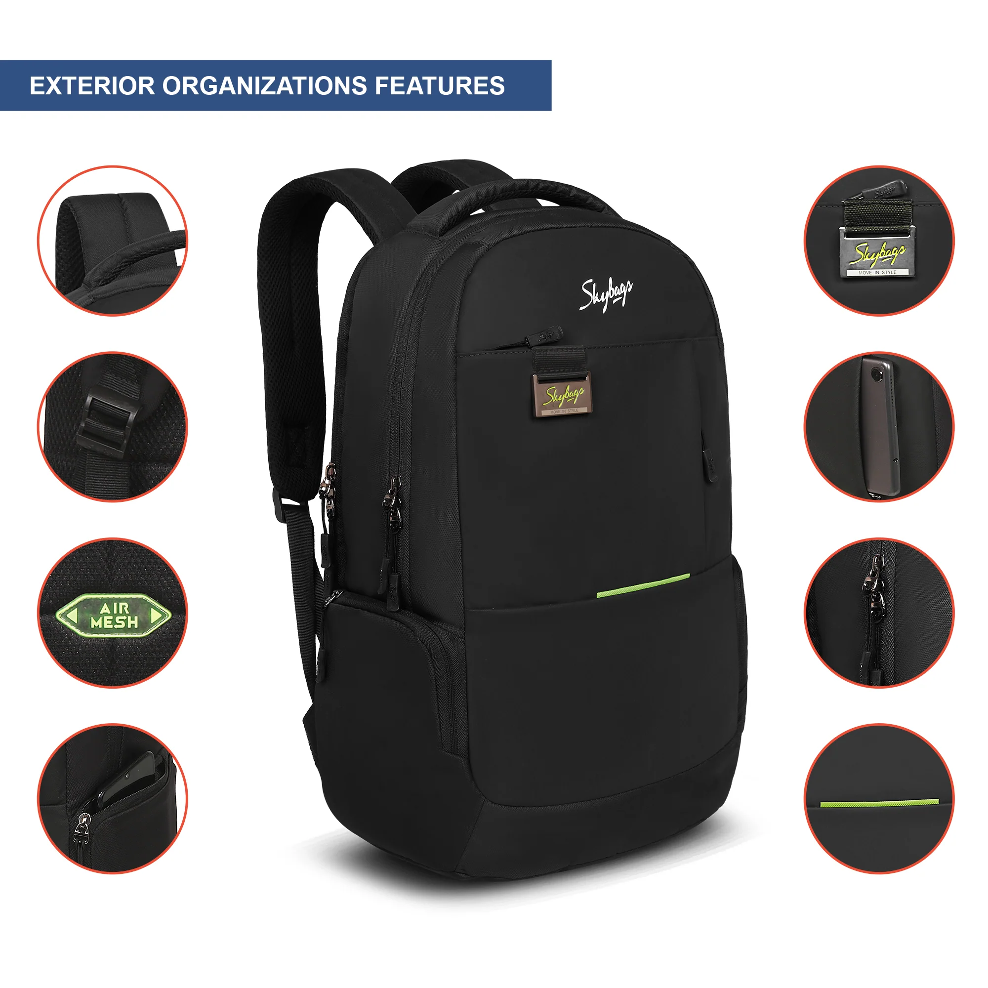 Skybags Chester Pro 02 Laptop Backpack Black - Image 7
