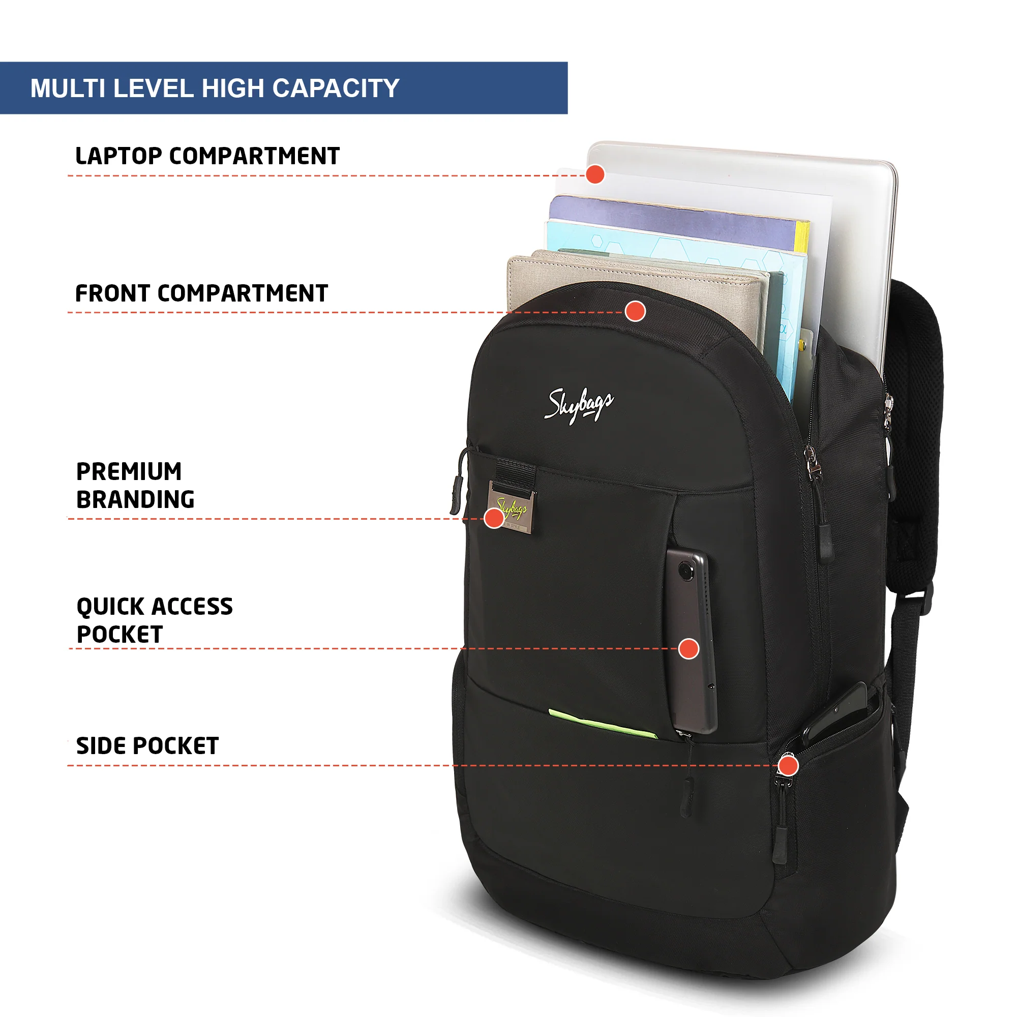 Skybags Chester Pro 02 Laptop Backpack Black - Image 8