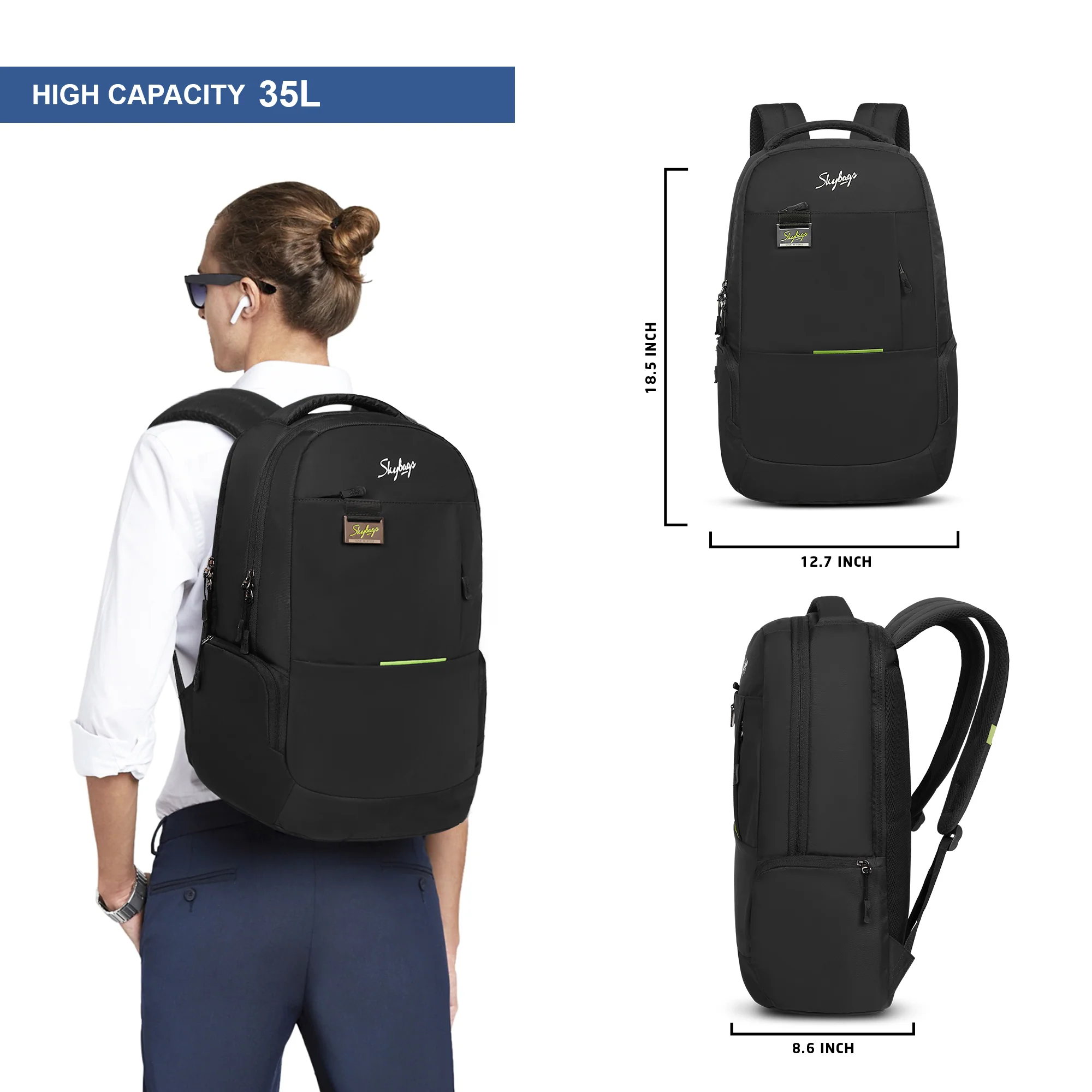 Skybags Chester Pro 02 Laptop Backpack Black - Image 9