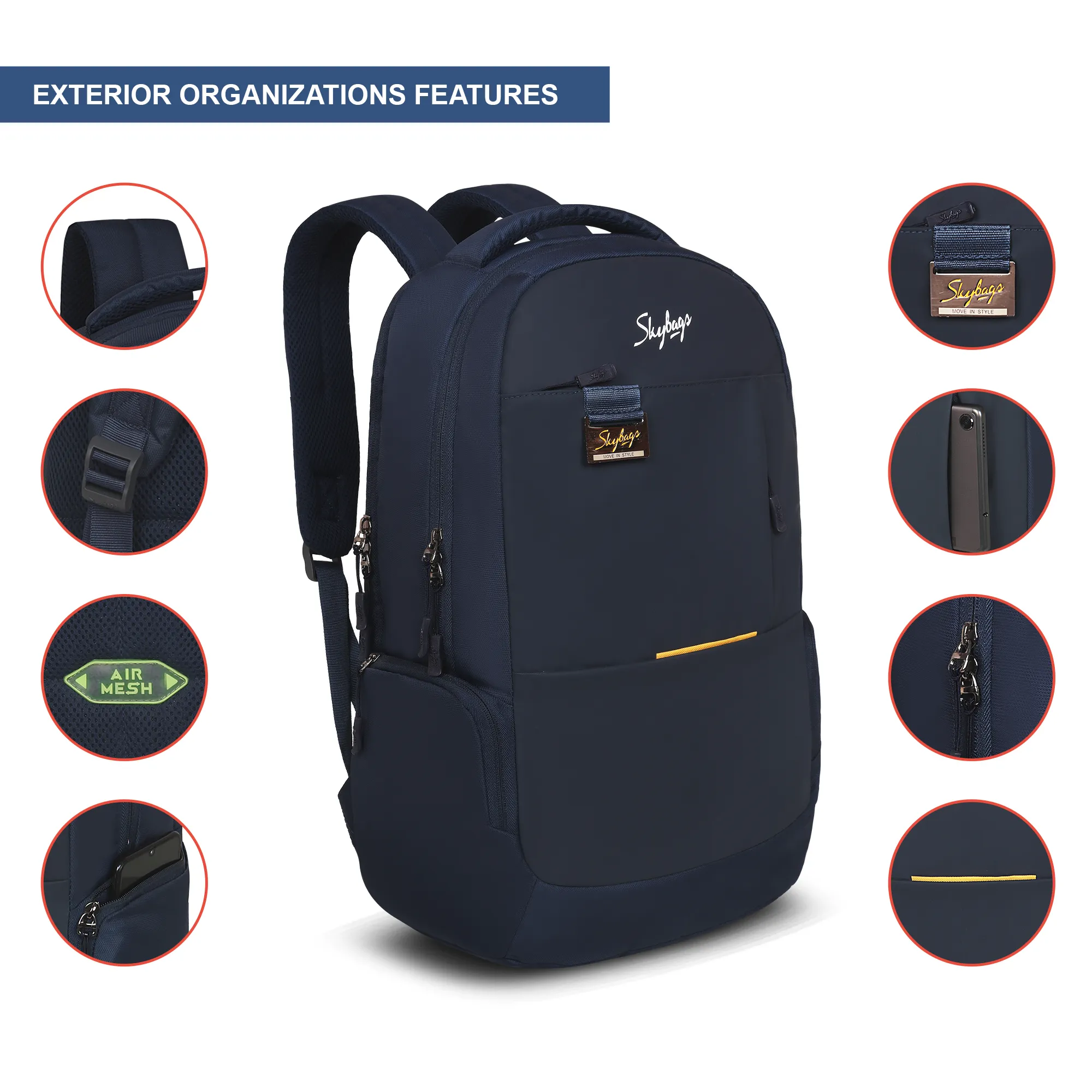 Skybags Chester Pro 02 Laptop Backpack Blue - Image 7