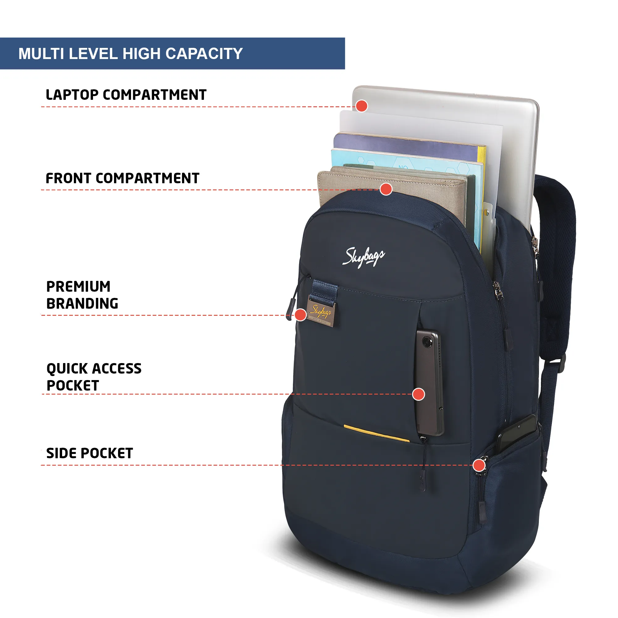 Skybags Chester Pro 02 Laptop Backpack Blue - Image 8