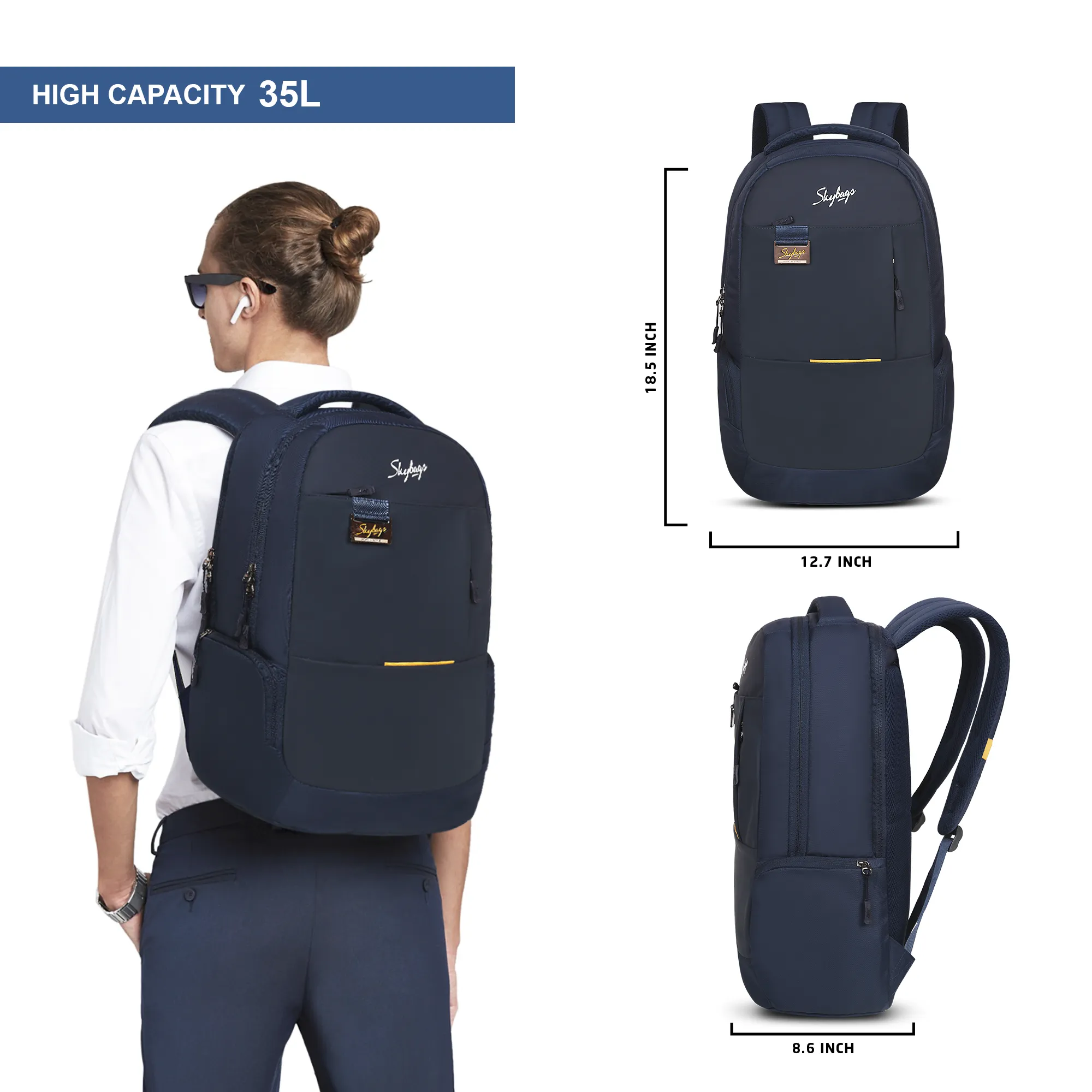 Skybags Chester Pro 02 Laptop Backpack Blue - Image 9