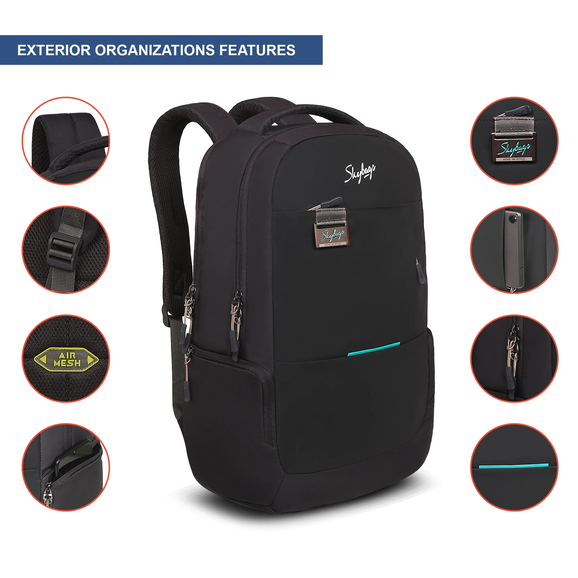 Skybags Chester Pro 02 Laptop Backpack Grey - Image 7