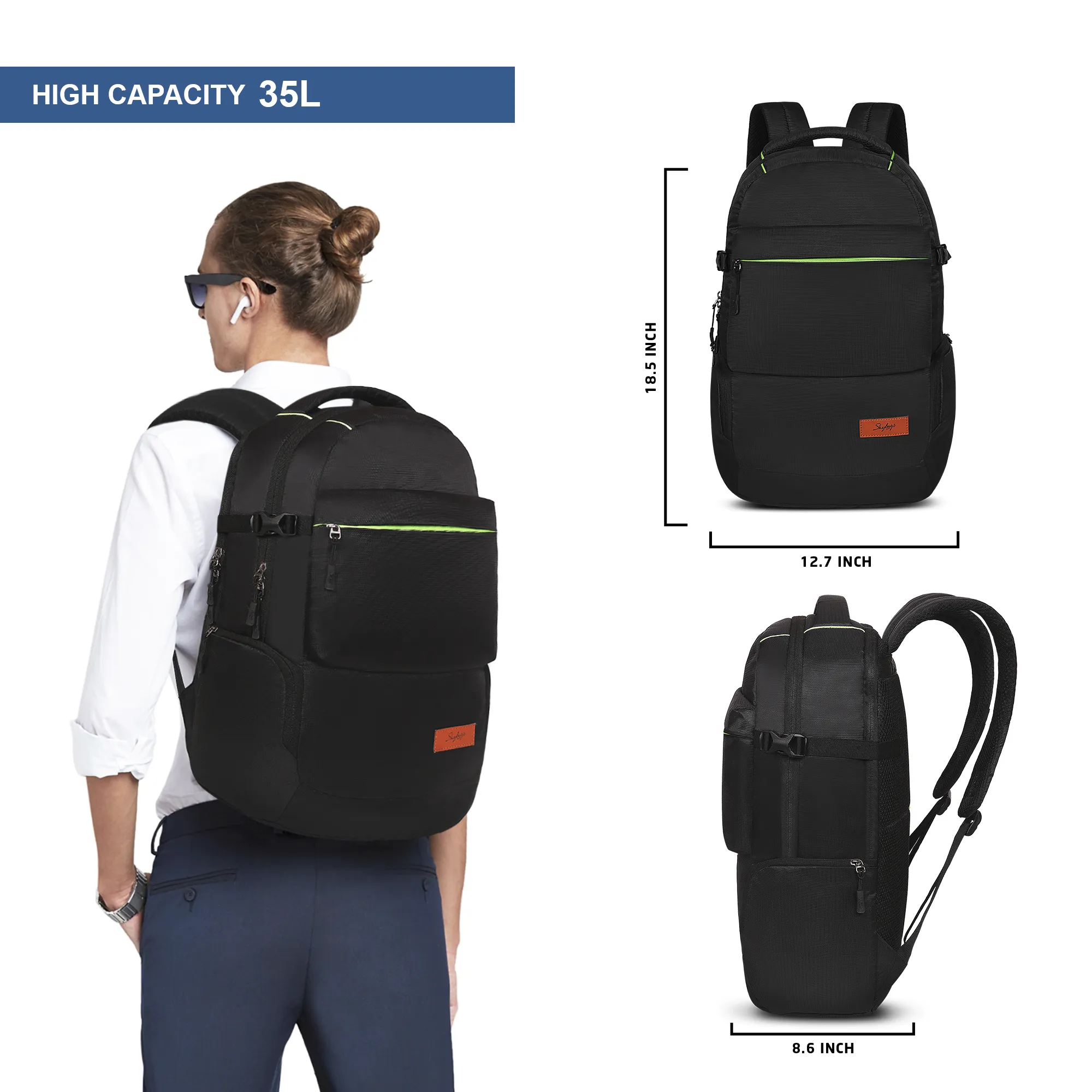 Skybags Chester Pro 03 Laptop Backpack Black - Image 9