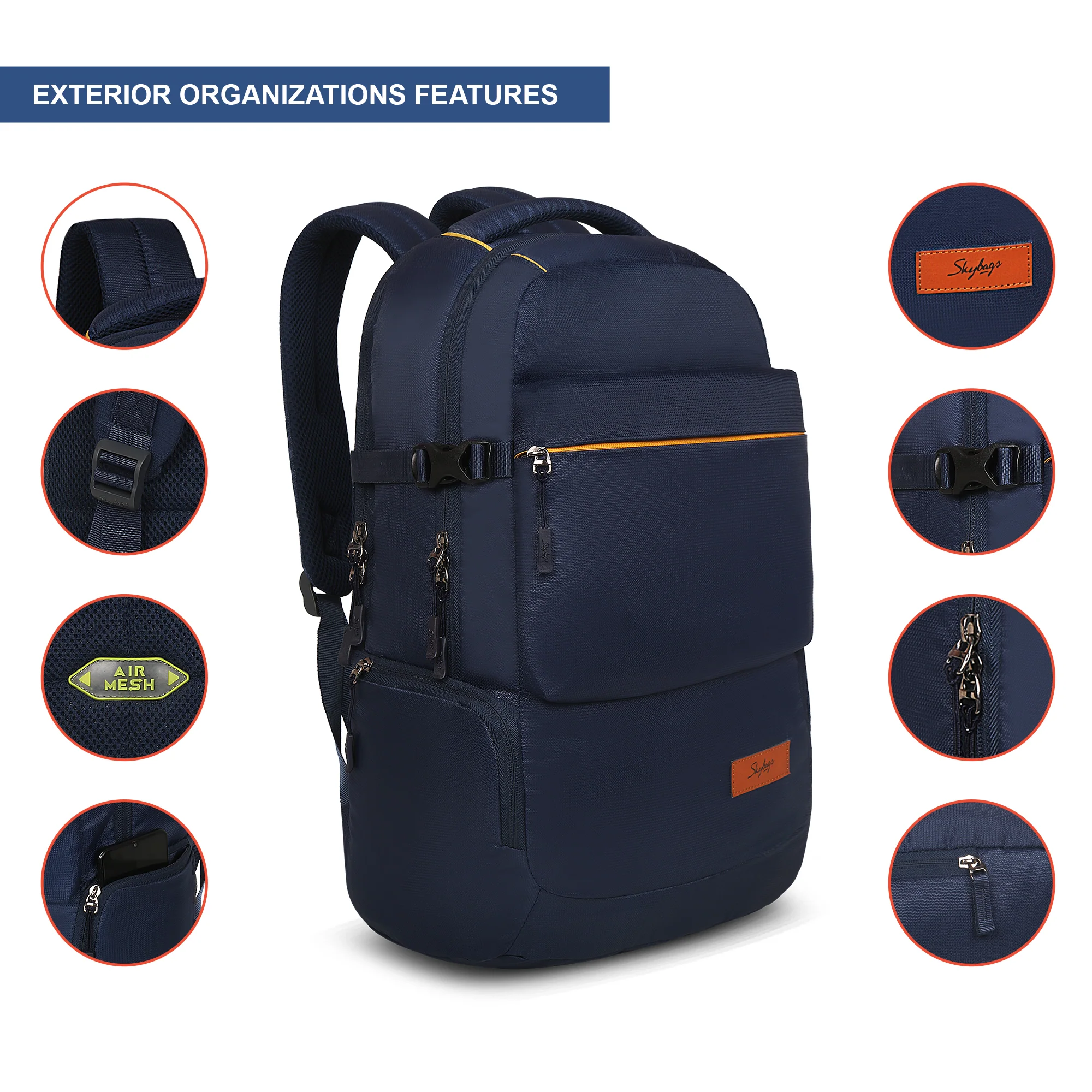 Skybags Chester Pro 03 Laptop Backpack Blue - Image 7