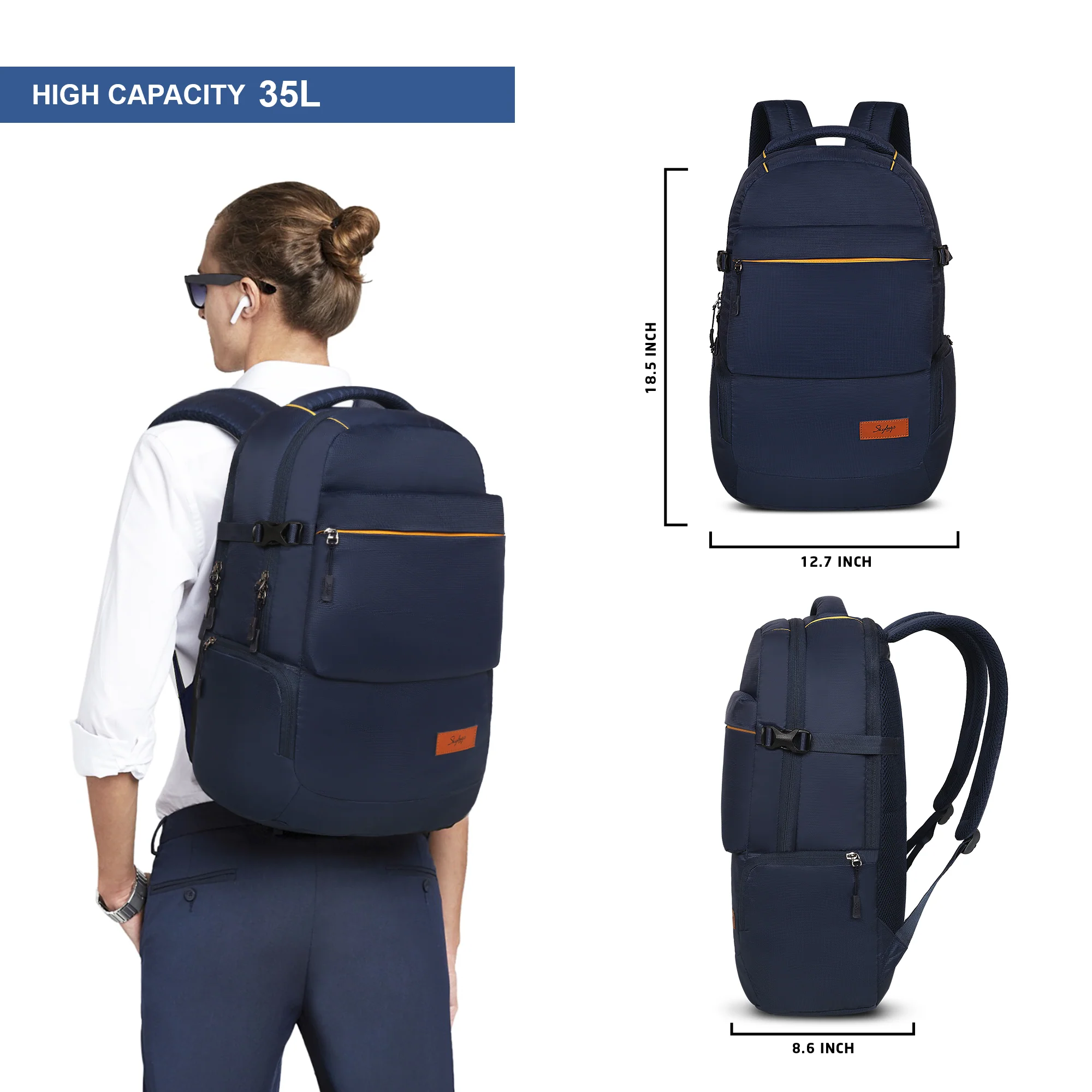 Skybags Chester Pro 03 Laptop Backpack Blue - Image 9
