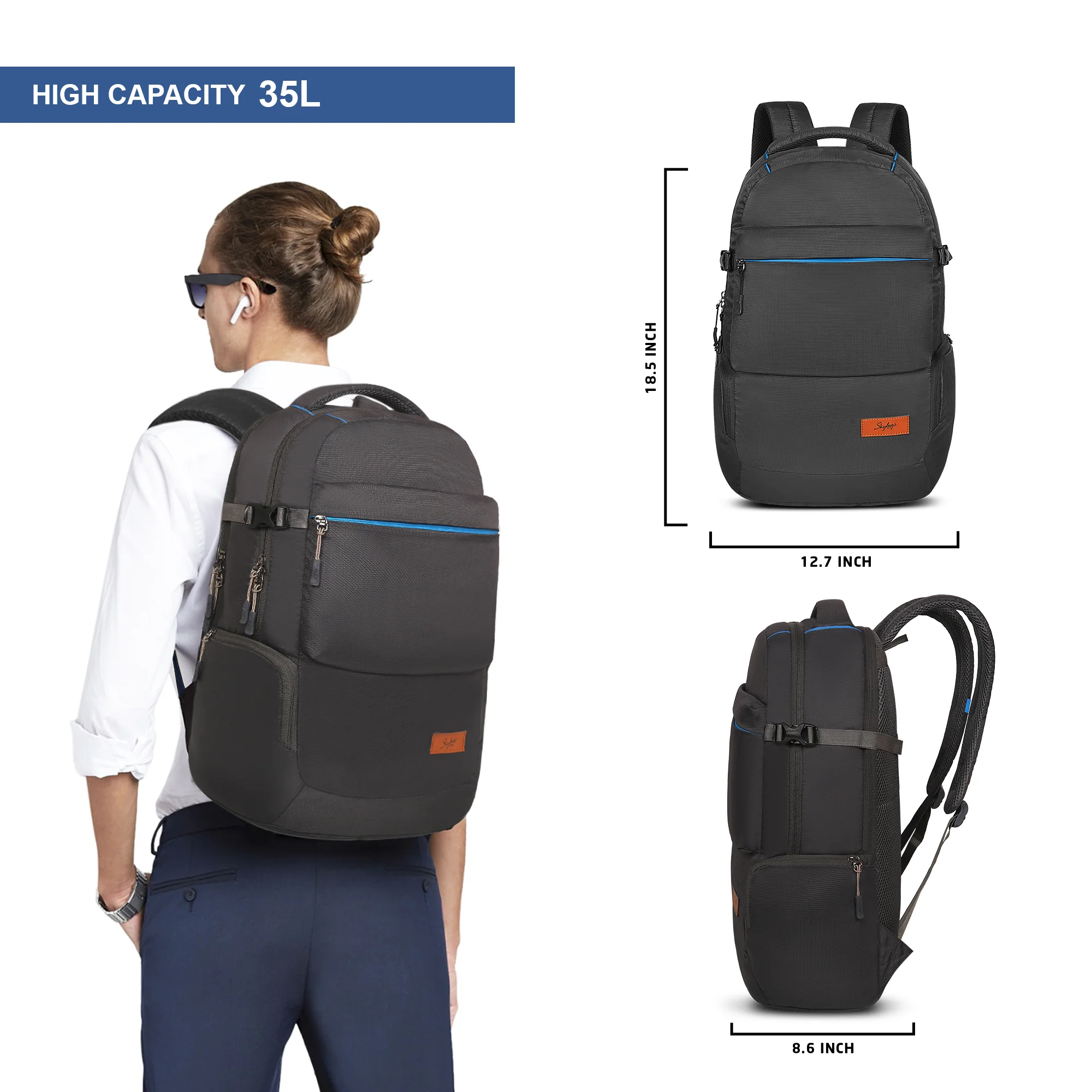 Skybags Chester Pro 03 Laptop Backpack Grey - Image 9