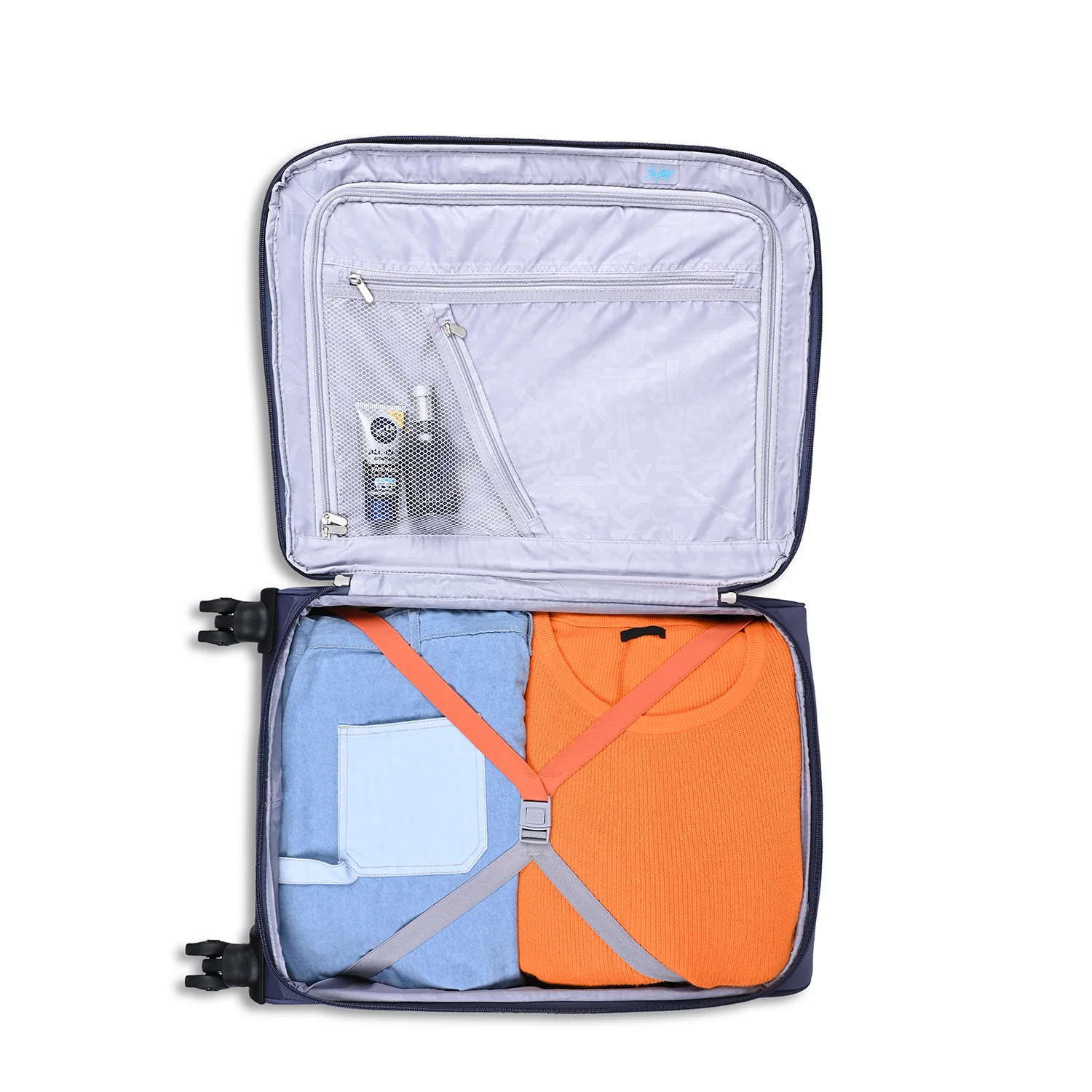 SKYBAGS CHRYSAL SOFT CASE LUGGAGE TROLLEY BAG LIGHT NAVY - Image 9