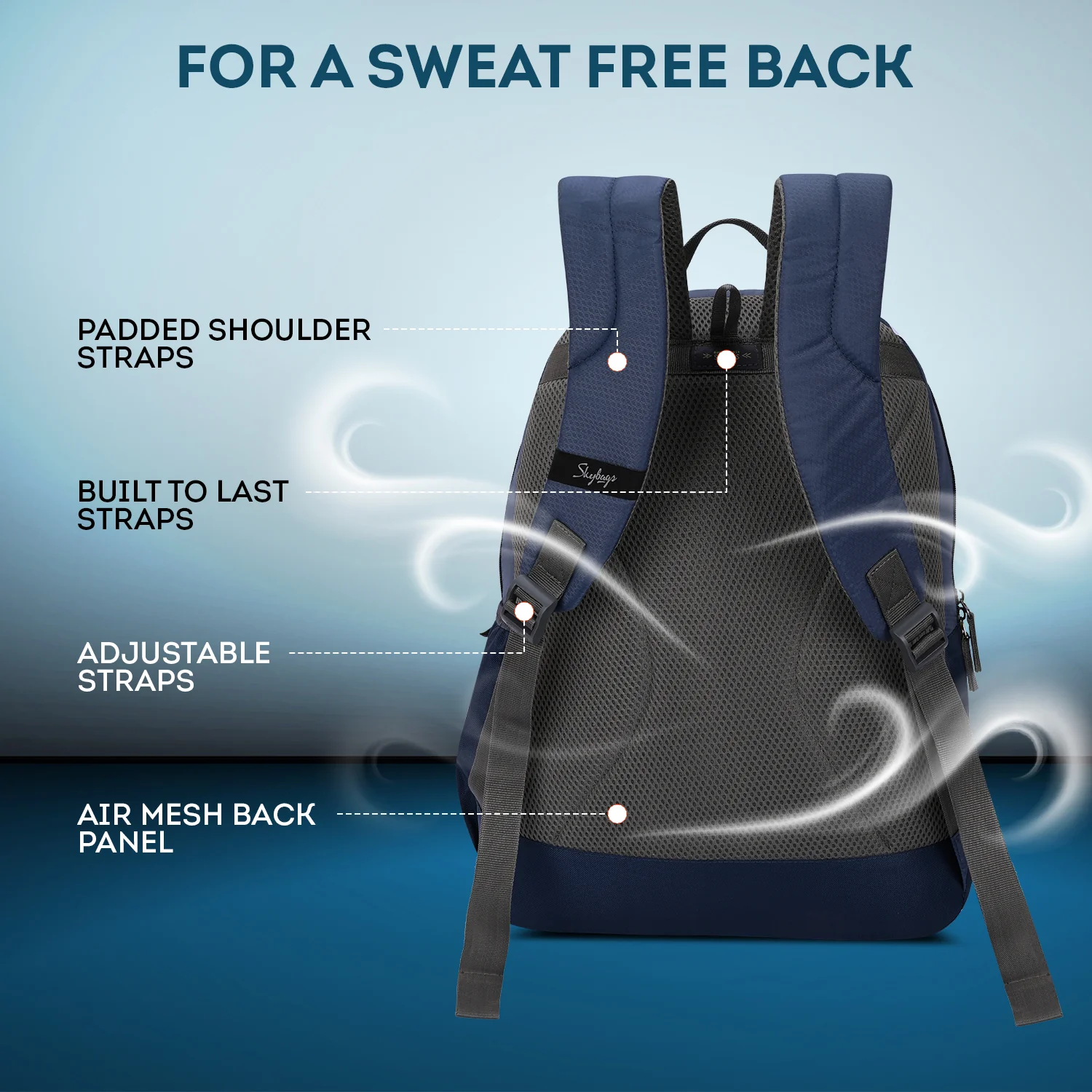 Skybags Dank School Backpack Navy Blue - Image 6