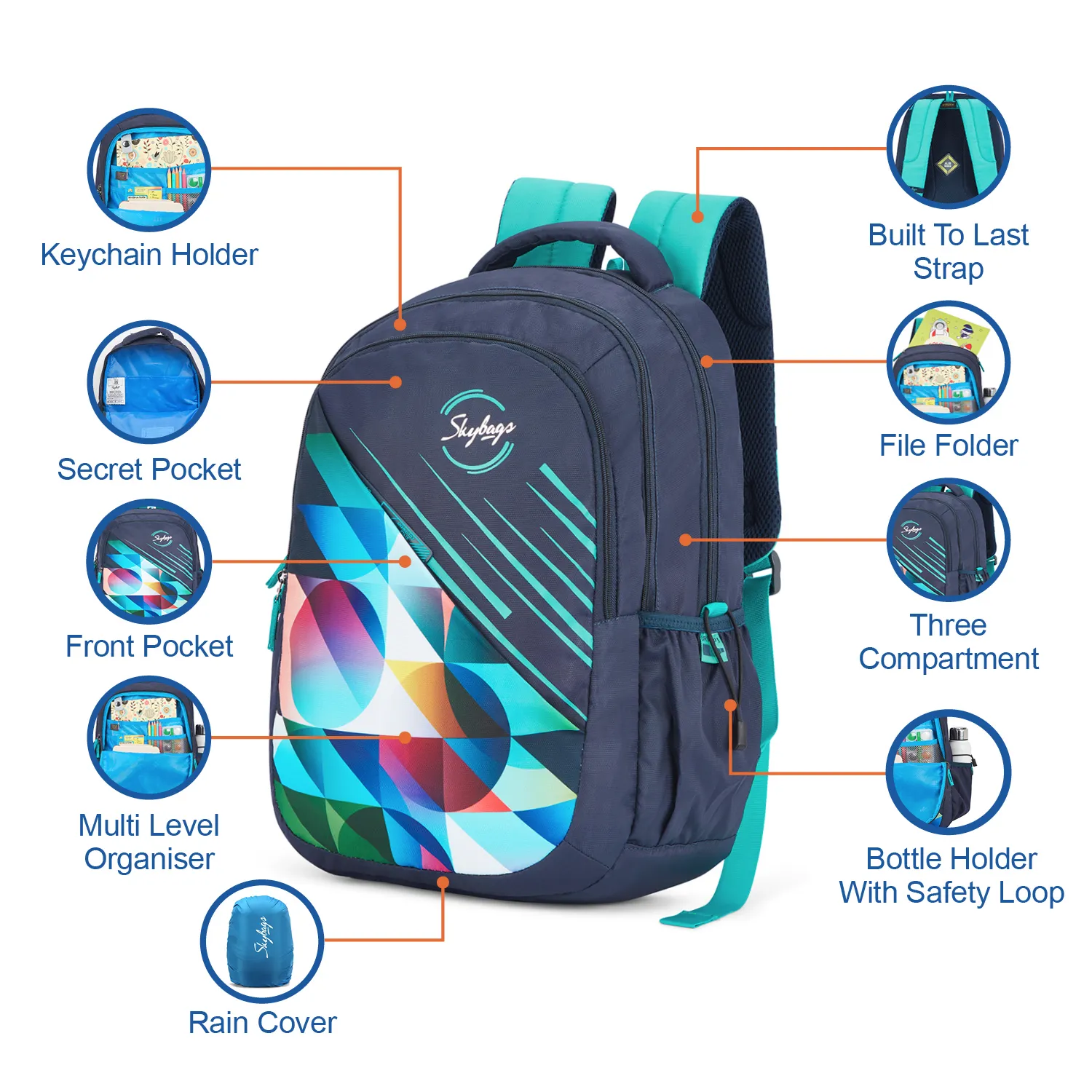 Skybags Drip Plus  05 Backpack Dark Navy - Image 9
