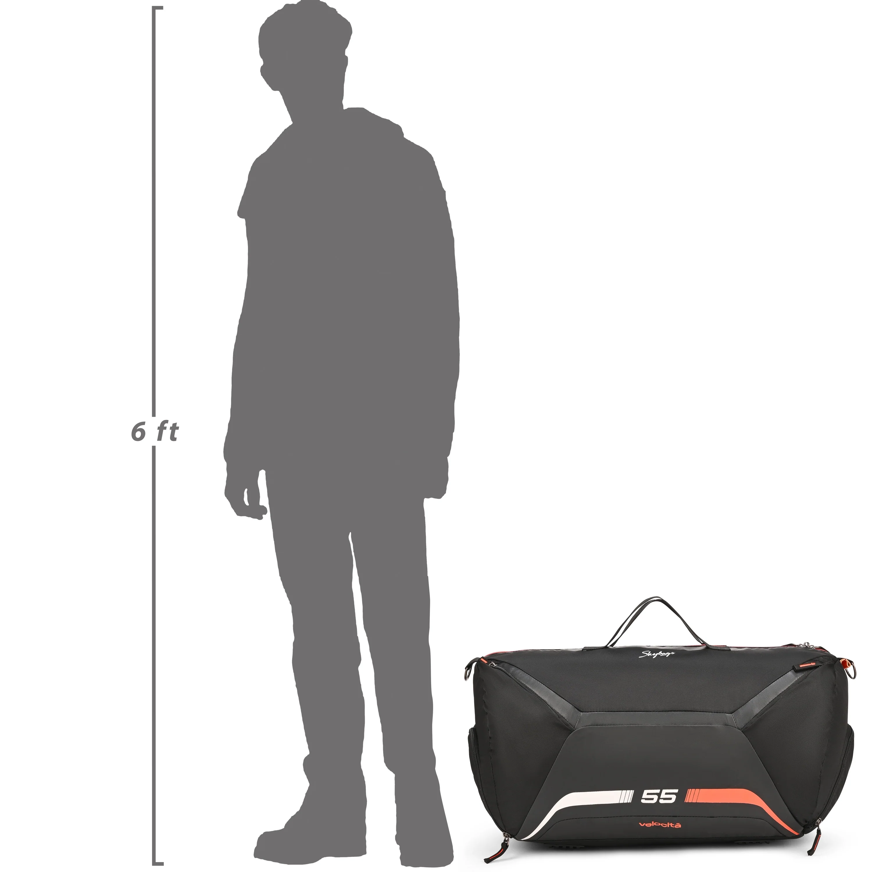 SKYBAGS ENDEAVR GYM DUFFLE BAG BLACK AND ORANGE - Image 9