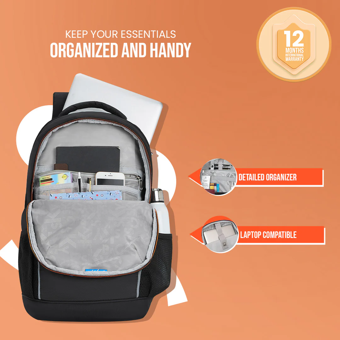 Skybags Fox 2022 Laptop Backpack (H) Black - Image 3