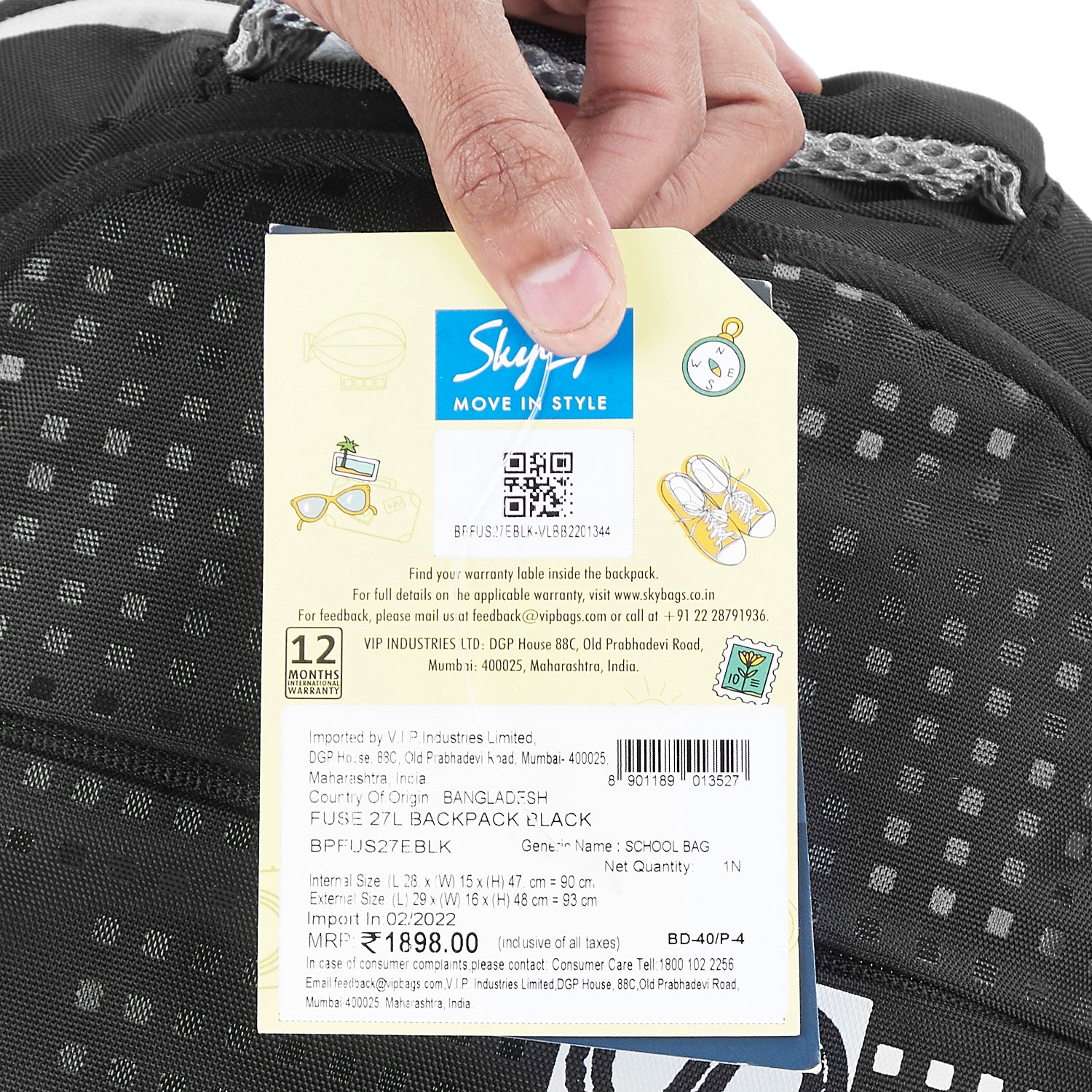 Skybags Fuse 27L Backpack Black - Image 11