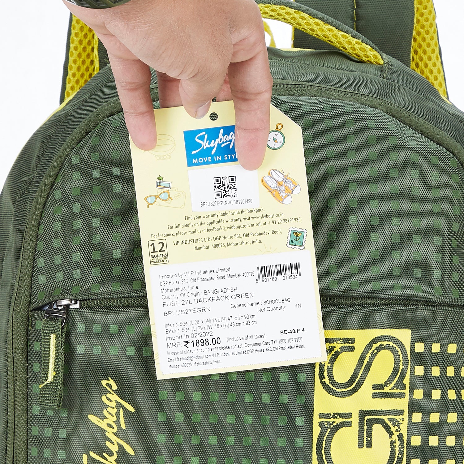 Skybags Fuse 27L Backpack Green - Image 11