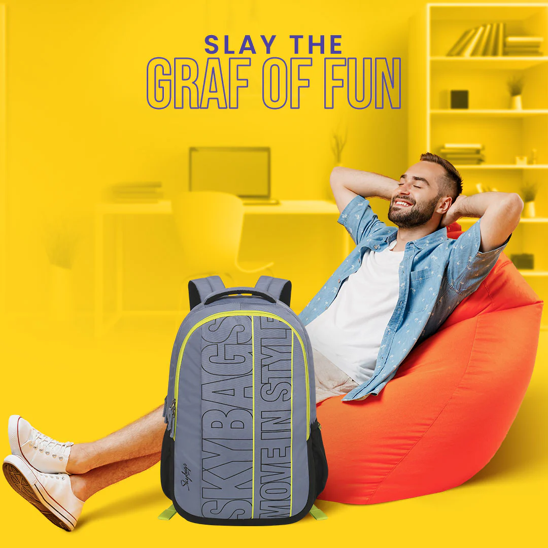 Skybags Graf Plus 01 Laptop Backpack (E) Grey - Image 2