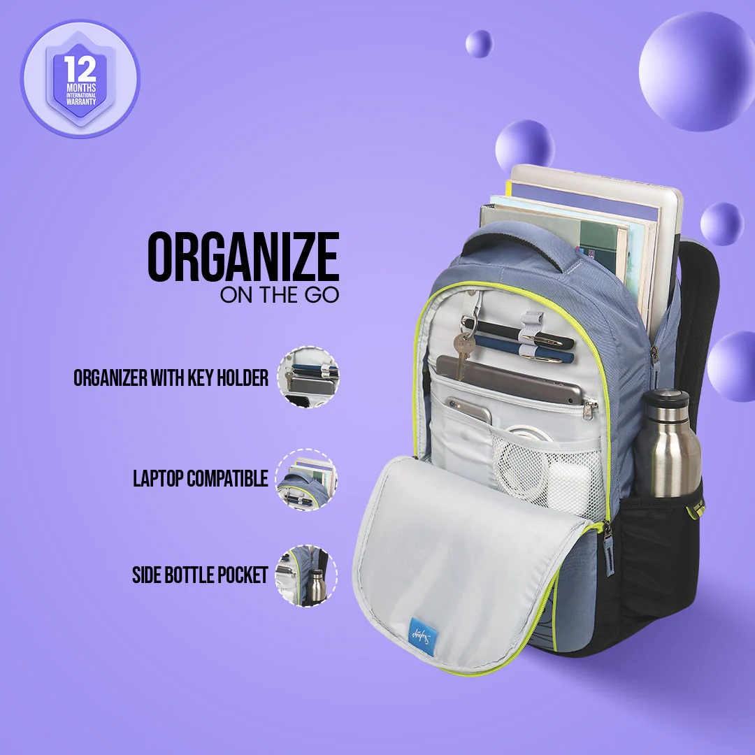 Skybags Graf Plus 01 Laptop Backpack (E) Grey - Image 3