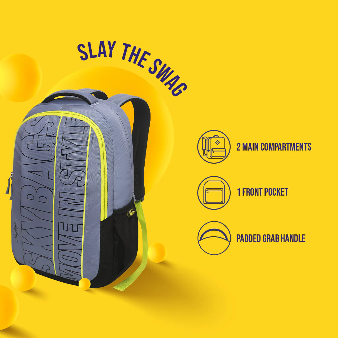 Skybags Graf Plus 01 Laptop Backpack (E) Grey - Image 4