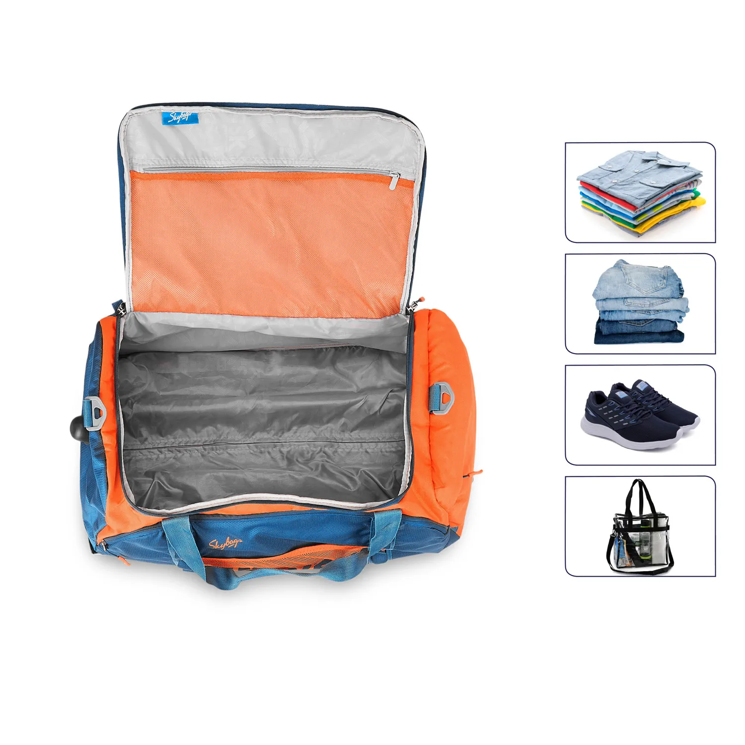 SKYBAGS HUSTLE DUFFLE MEDIUM CHECKIN LUGGAGE TROLLEY BAG ORANGE - Image 7